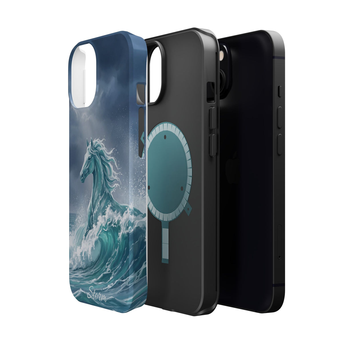 Personalized Ocean Wave Horse Phone Case — Tough Magnetic Case with Wireless Charging