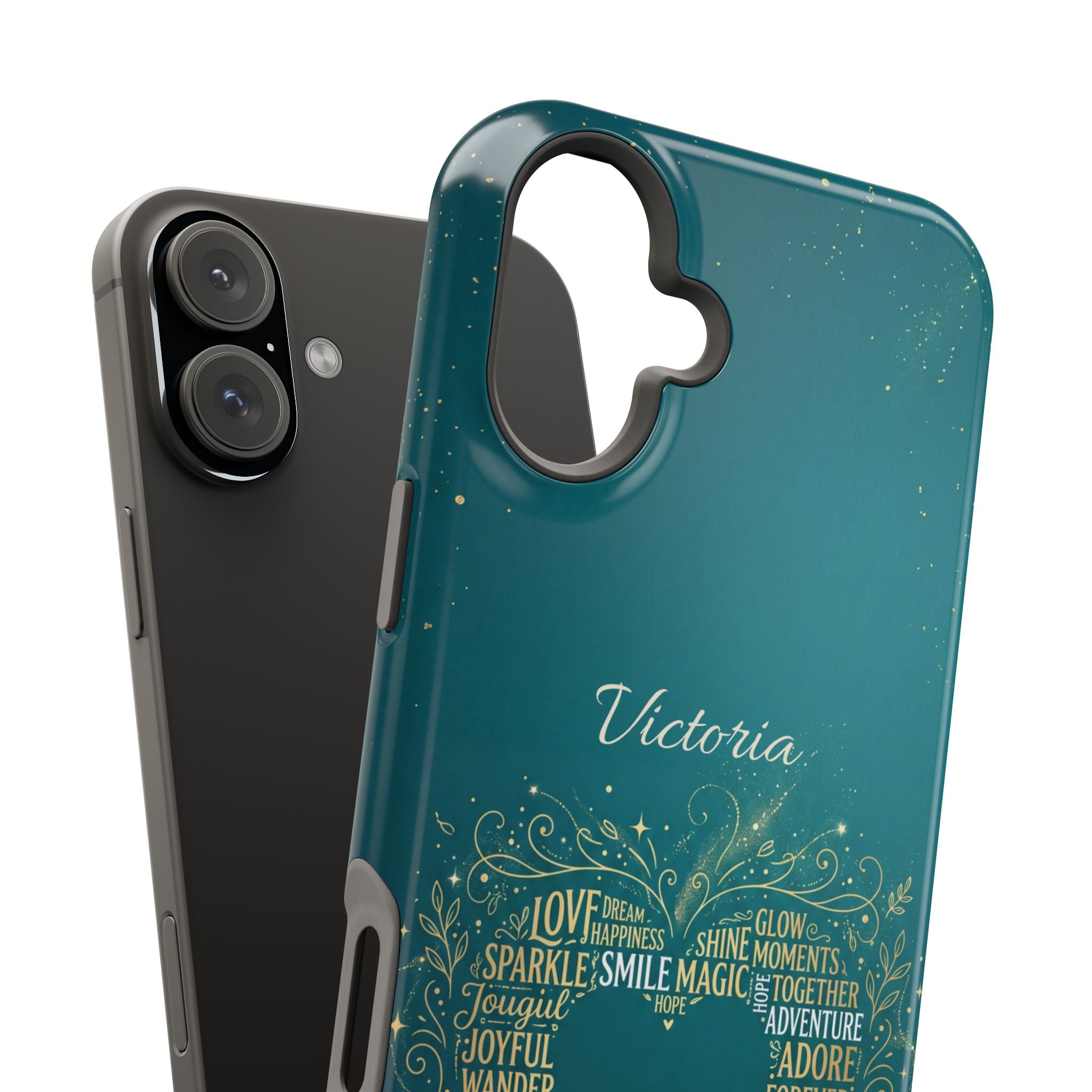 Personalized Teacher Heart Word Art Phone Case — Impact-Resistant Wireless Charging Cover