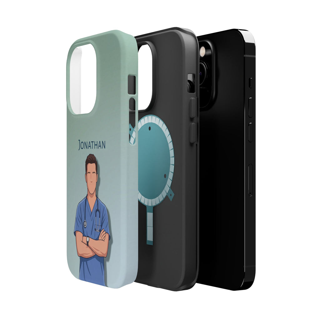 Personalized Nurse Portrait Phone Case — Impact-Resistant Wireless Charging Cover