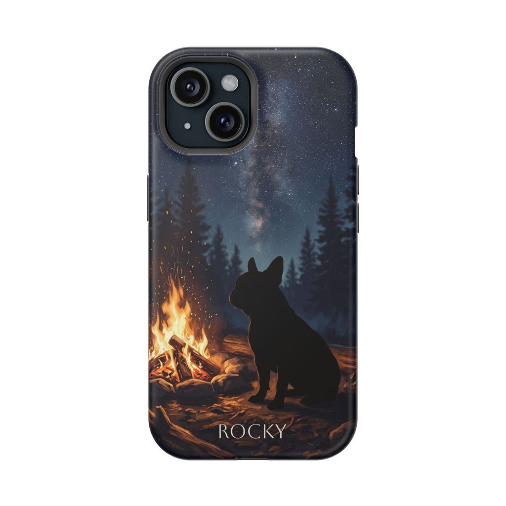 Personalized French Bulldog Campfire Phone Case — Wireless Charging Cover