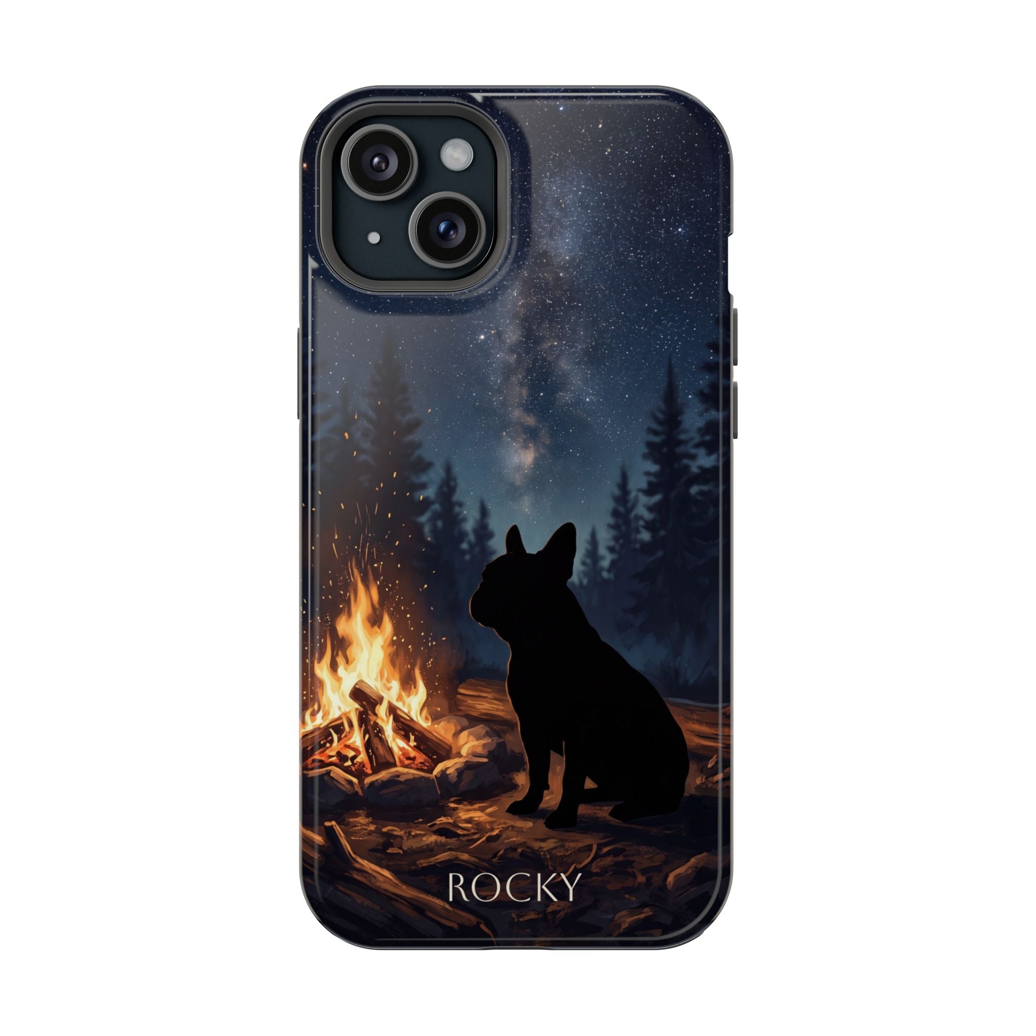 Personalized French Bulldog Campfire Phone Case — Wireless Charging Cover