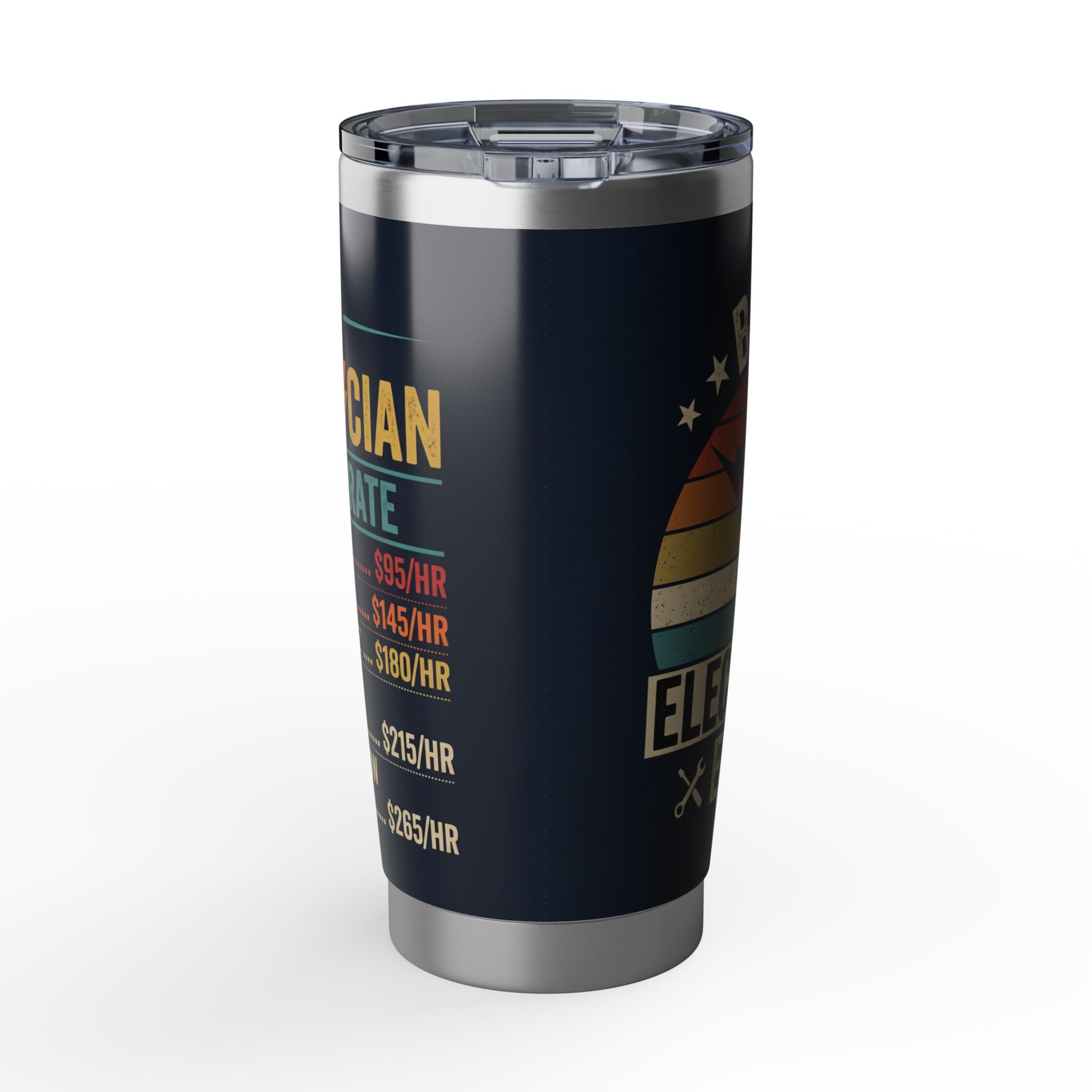 Best Electrician Ever Tumbler – Retro Sunset Hourly Rate Design 20 oz