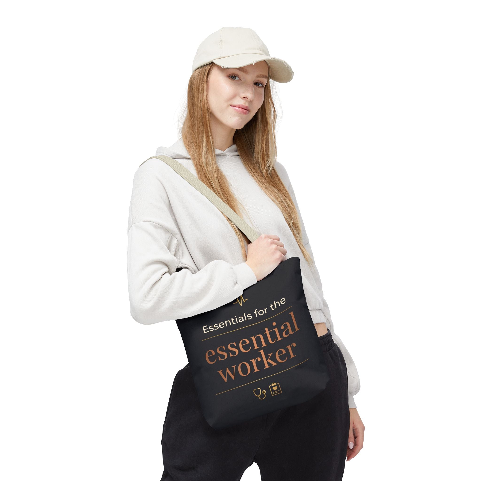 Essentials for the Essential Worker Tote | Healthcare Worker Gift Tote Bag | Nurse Doctor Appreciation Gift | Premium Polyester Carry-All