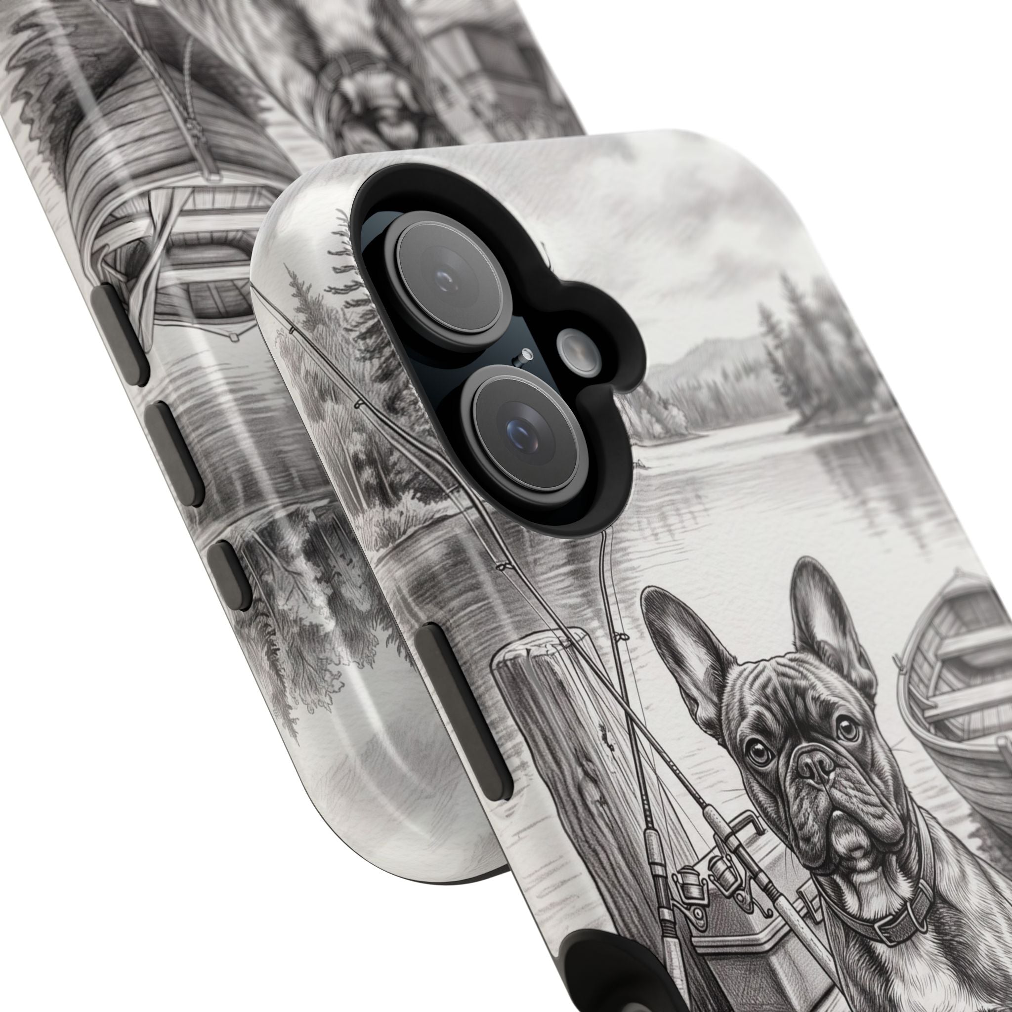 Personalized French Bulldog Lakeside Dock Phone Case — Wireless Charging Cover
