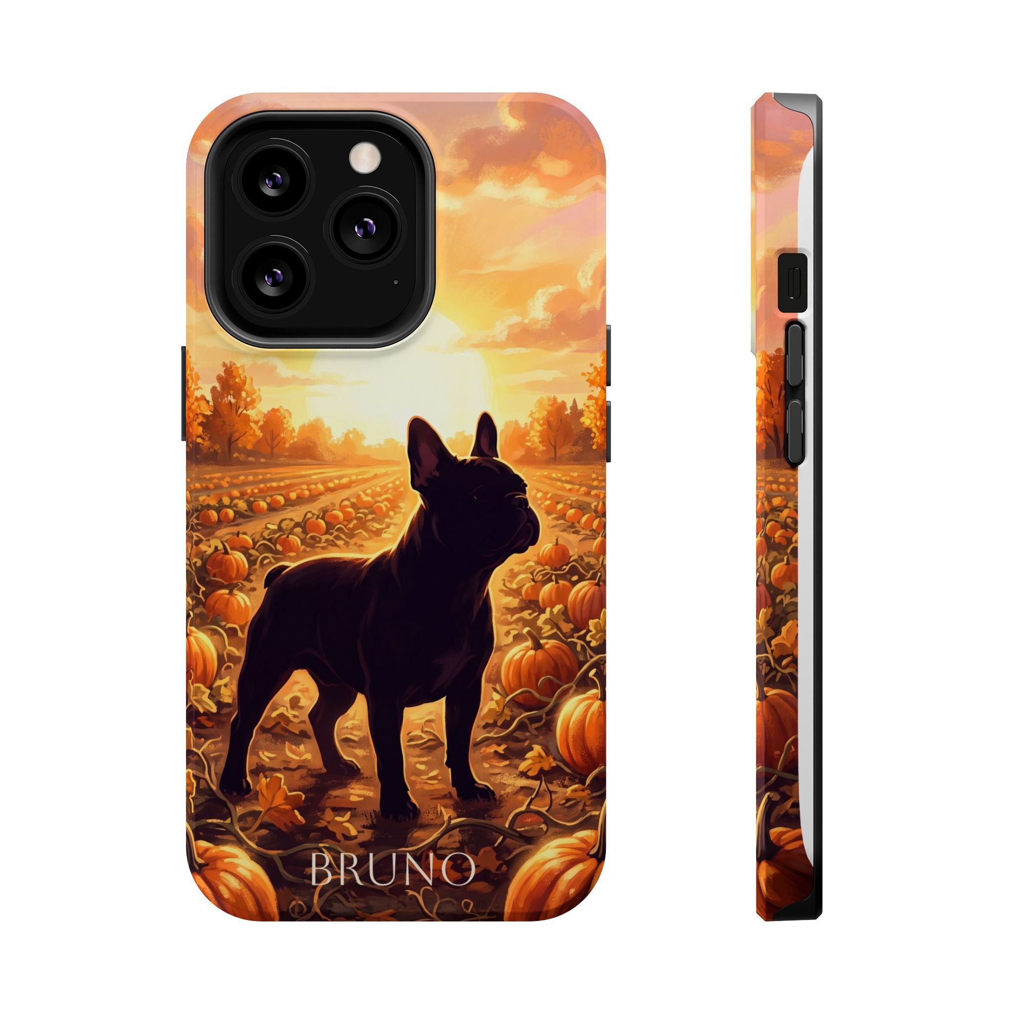 Personalized French Bulldog Pumpkin Patch Phone Case — Wireless Charging Cover