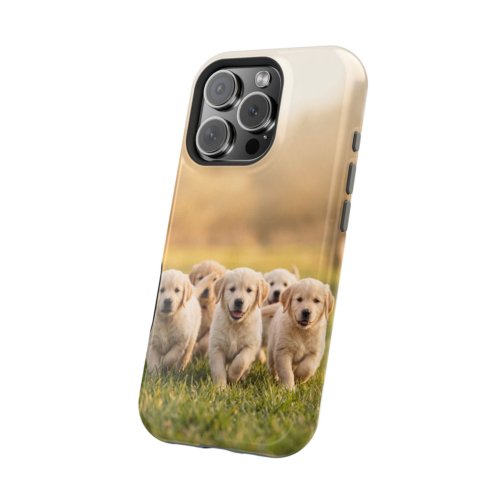 Golden Retriever Puppies Phone Case — Impact-Resistant Wireless Charging Cover