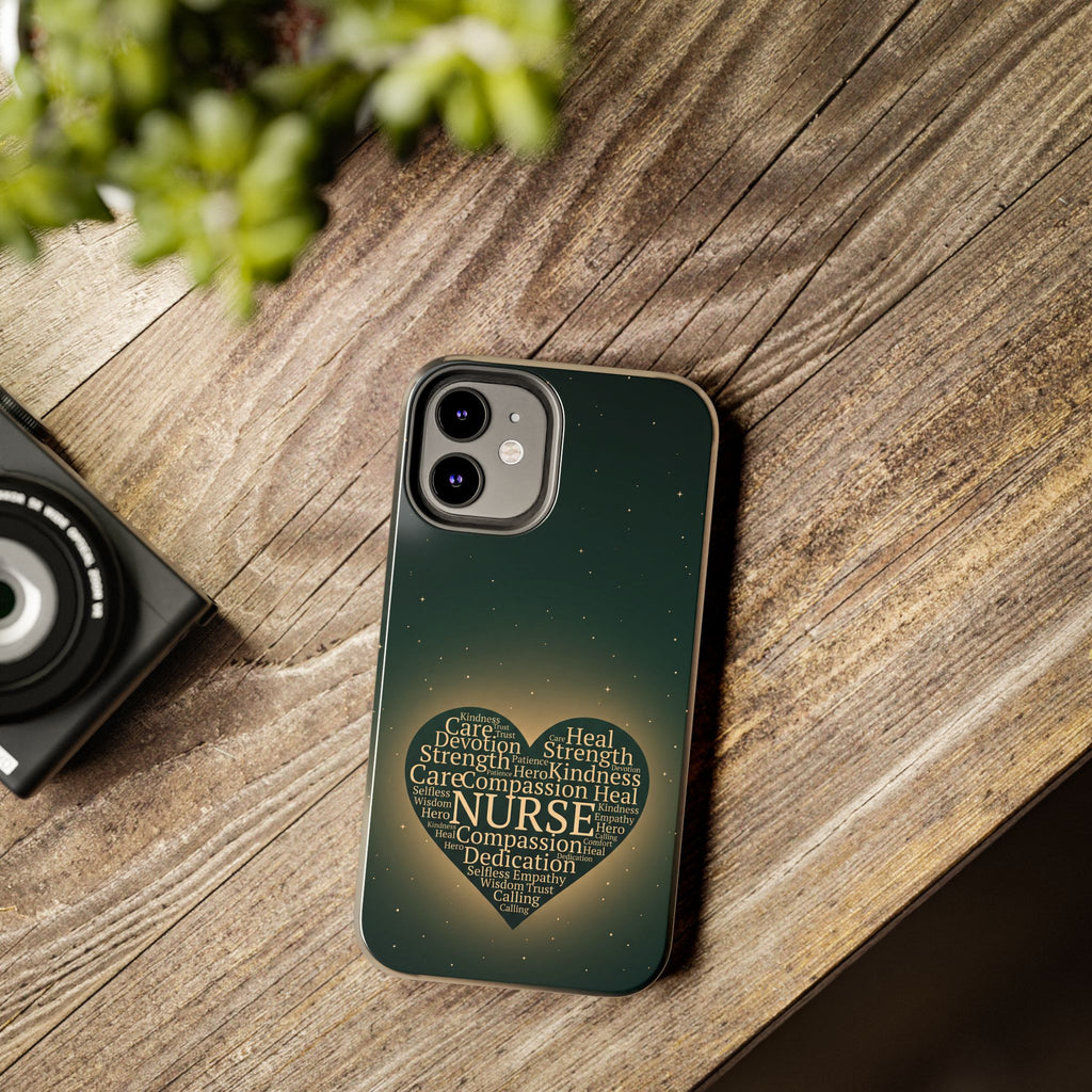 Nurse Heart Tough Phone Case — Inspirational Word Cloud Tribute - iphone and Samsung Galaxy series