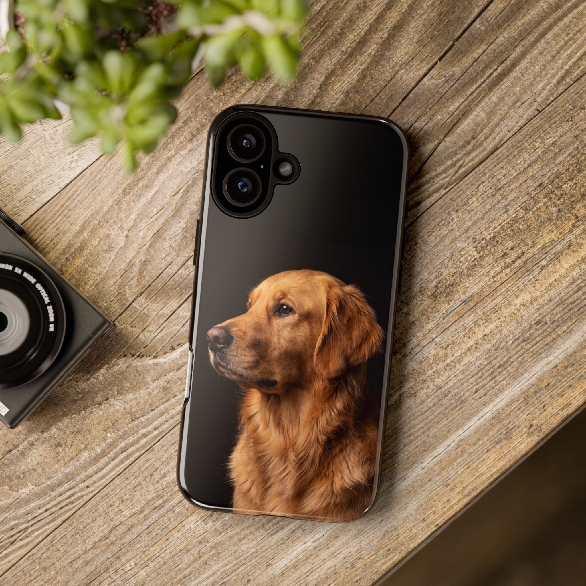Golden Retriever Portrait Phone Case | Realistic Dog Photo on Black Background | iPhone & Samsung