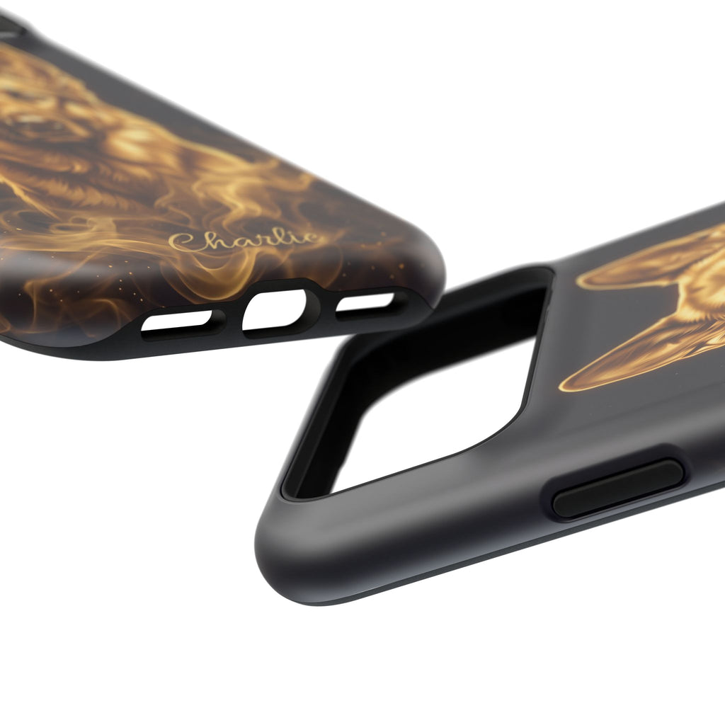 German Shepherd Phone Case | Personalized Gold Glow Art — Tough Magnetic Case with Wireless Charging