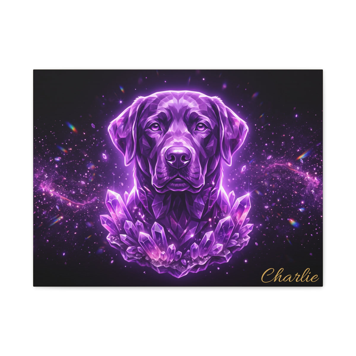Labrador Personalized Canvas | Mystic Purple Crystal Glow Wall Art
