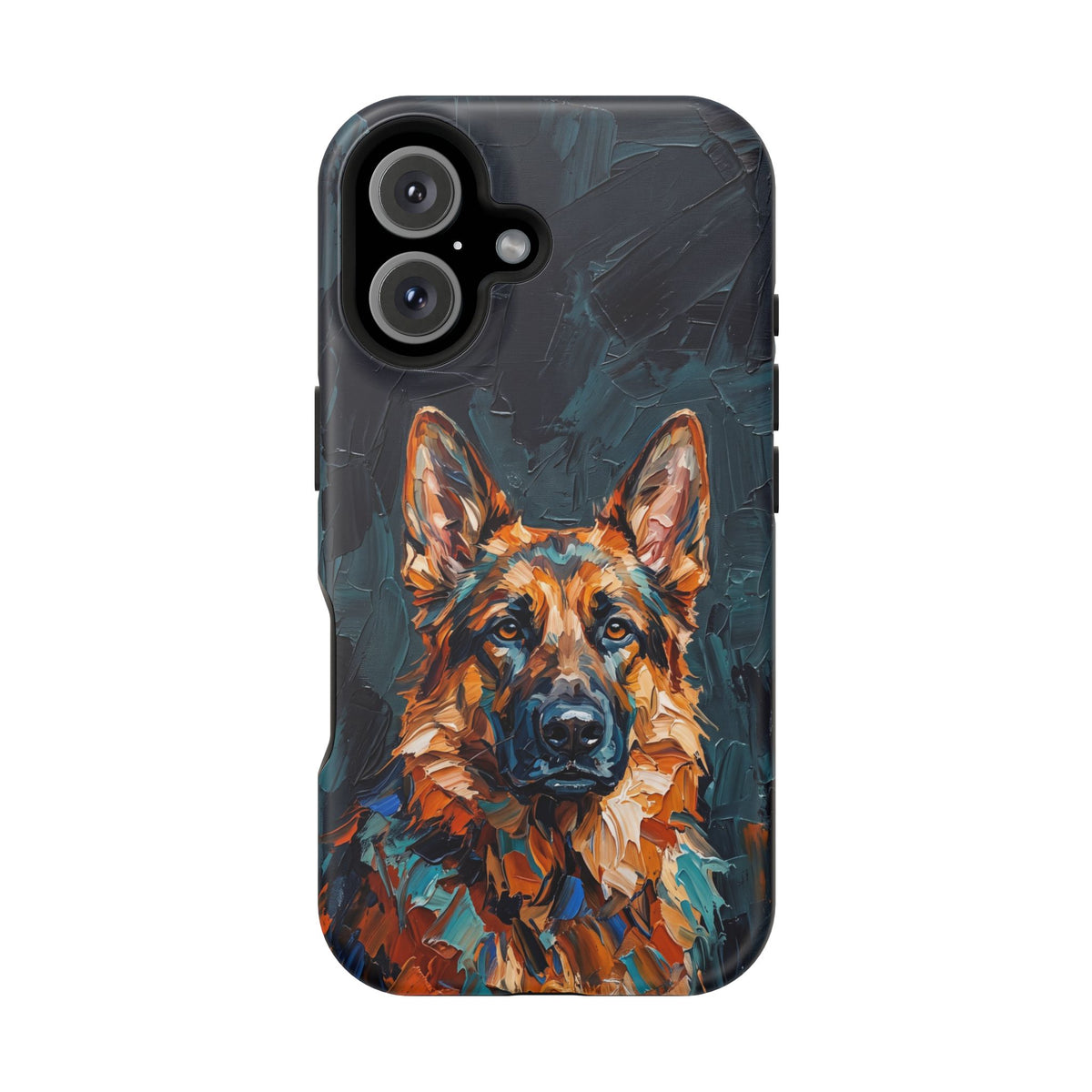 German Shepherd Phone Case | Palette Knife Painting Art — Tough Magnetic Case with Wireless Charging