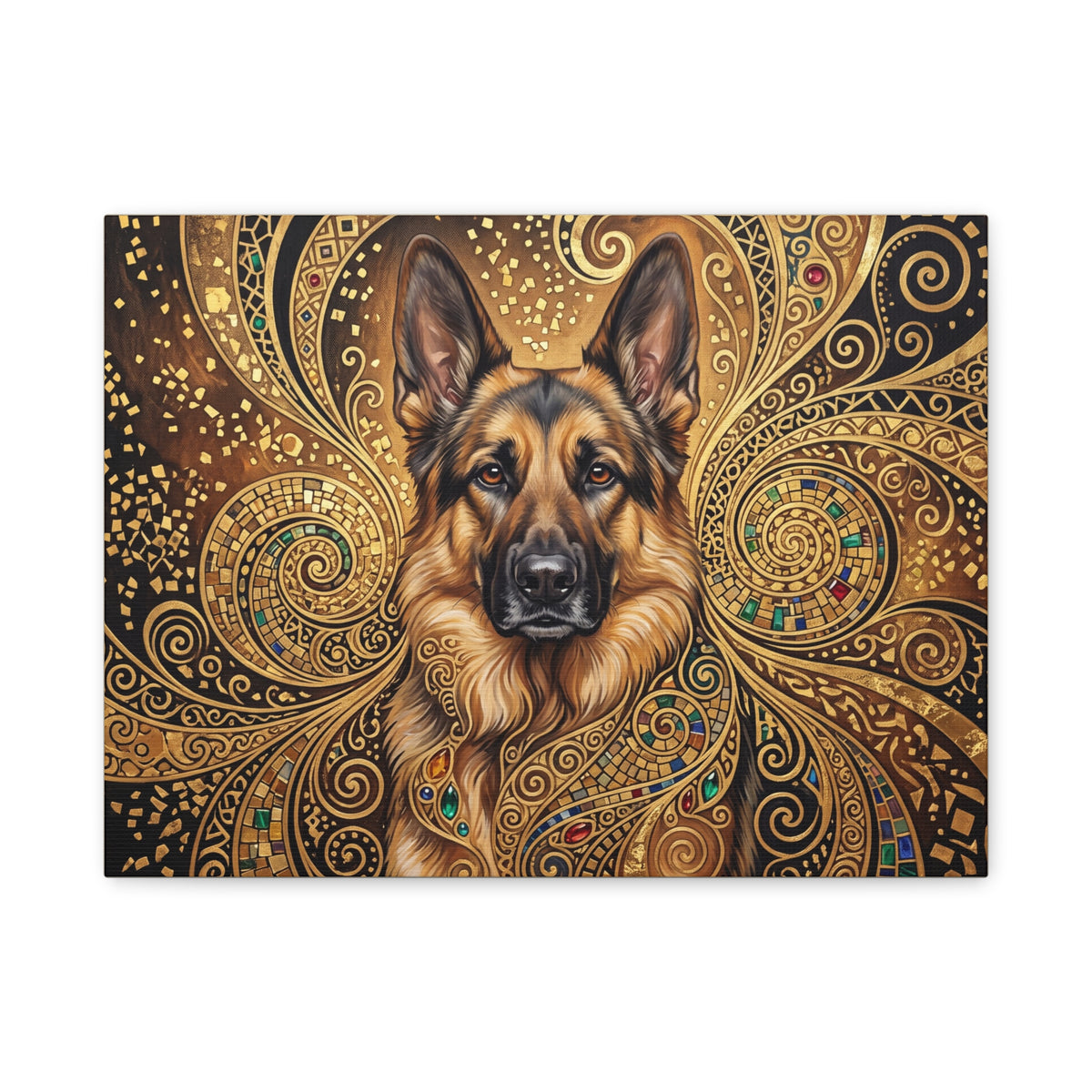 German Shepherd Canvas | Gilded Gold Swirl Wall Art