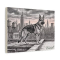 German Shepherd Personalized Canvas | New York City Skyline Sketch Wall Art
