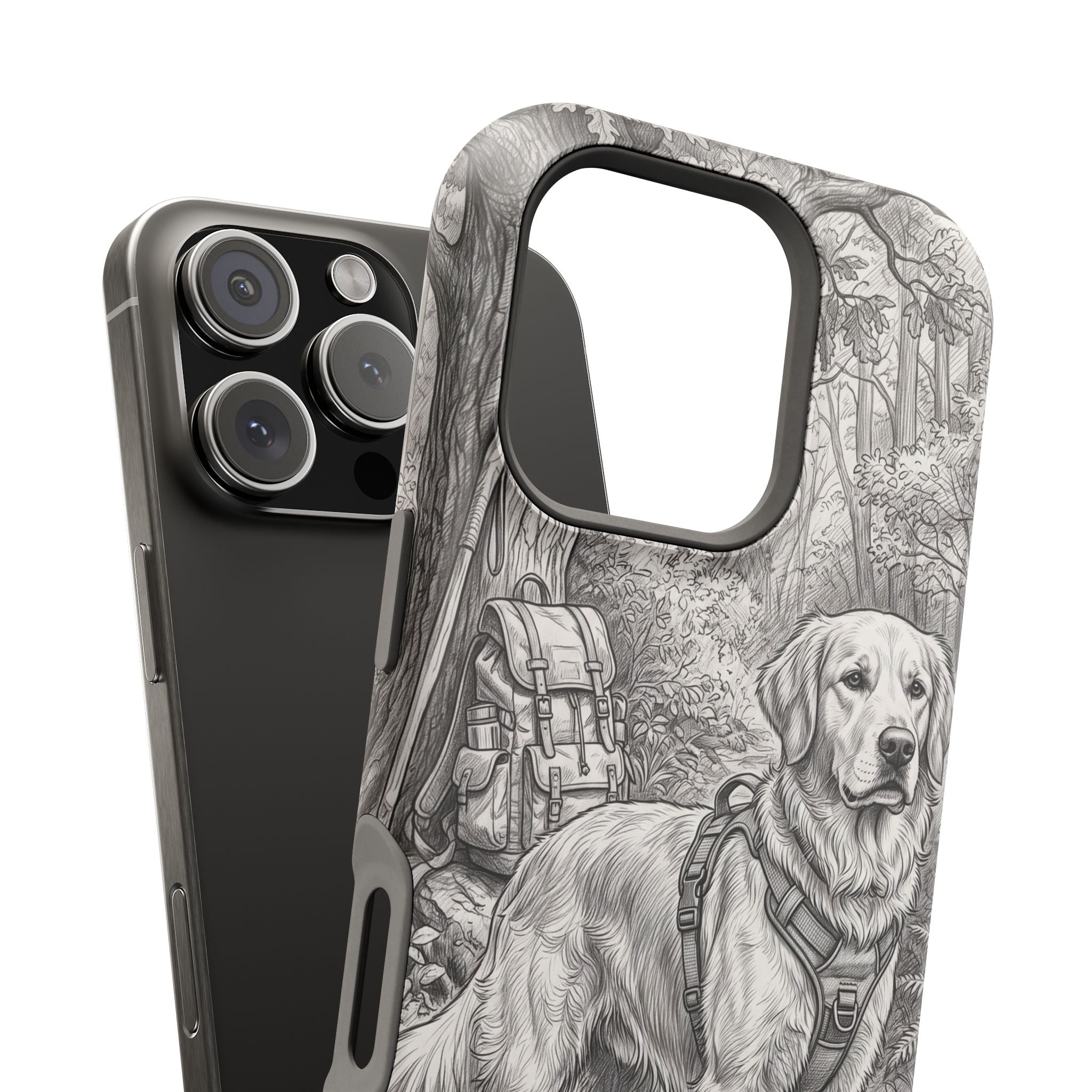 Personalized Golden Retriever Woodland Trail Phone Case — Wireless Charging Cover