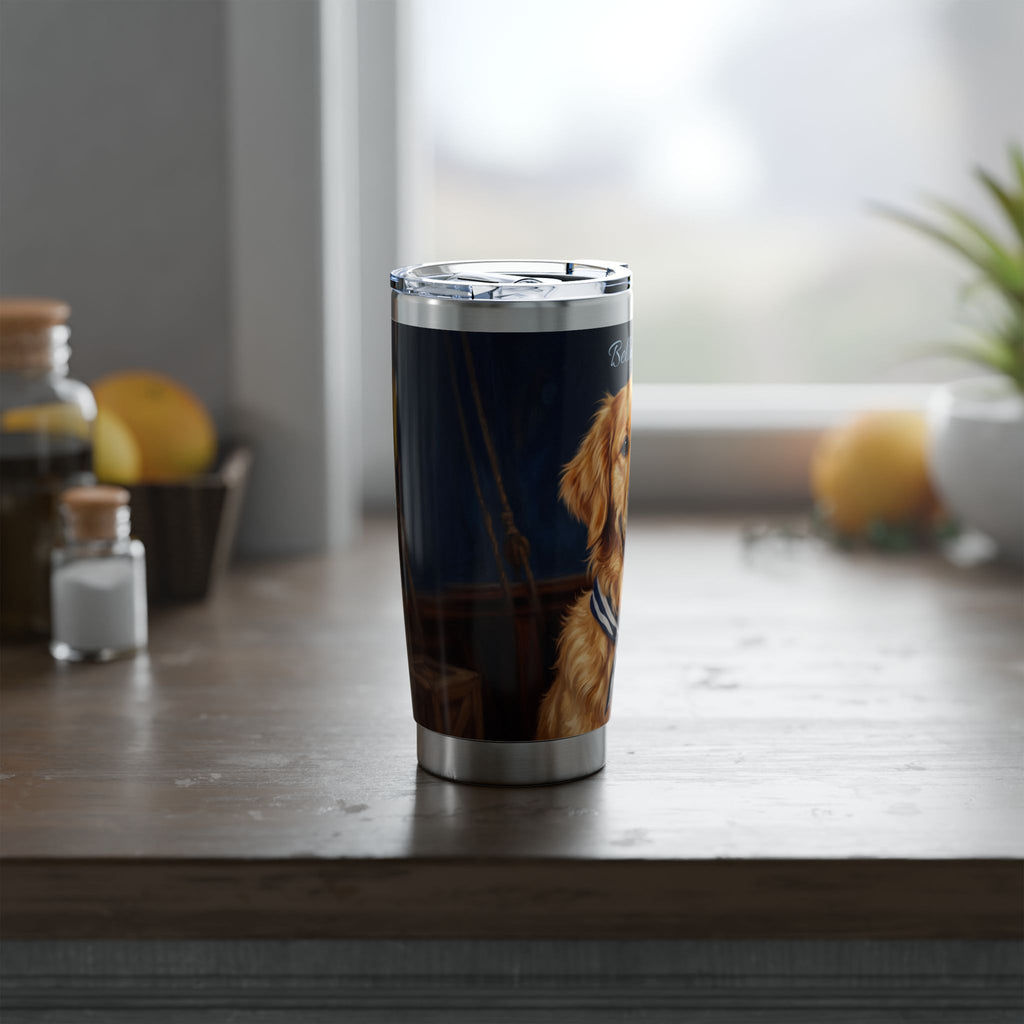Golden Retriever Tumbler Personalized – 20 oz Stainless Steel Travel Mug with Custom Name, Nautical Sailor Design for Dog Mom
