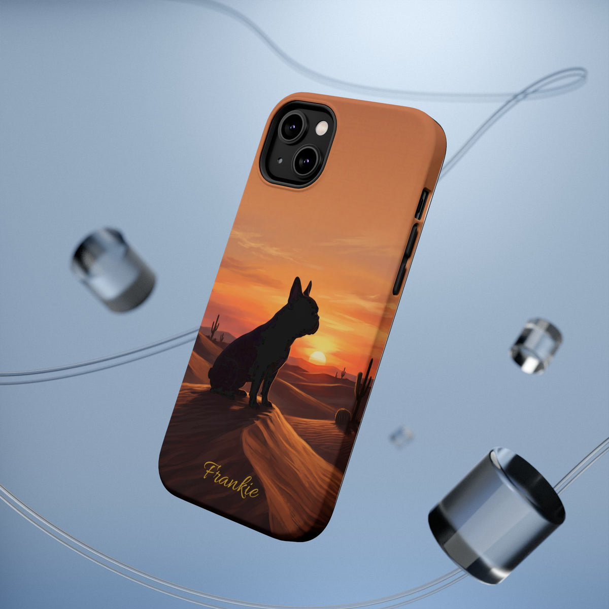 Personalized French Bulldog Desert Sunset Phone Case — Wireless Charging Cover