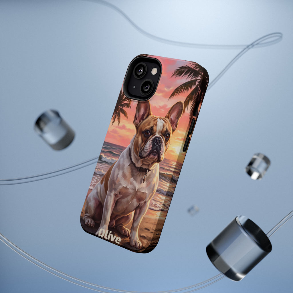 Personalized French Bulldog Beach Portrait Phone Case — Wireless Charging Cover