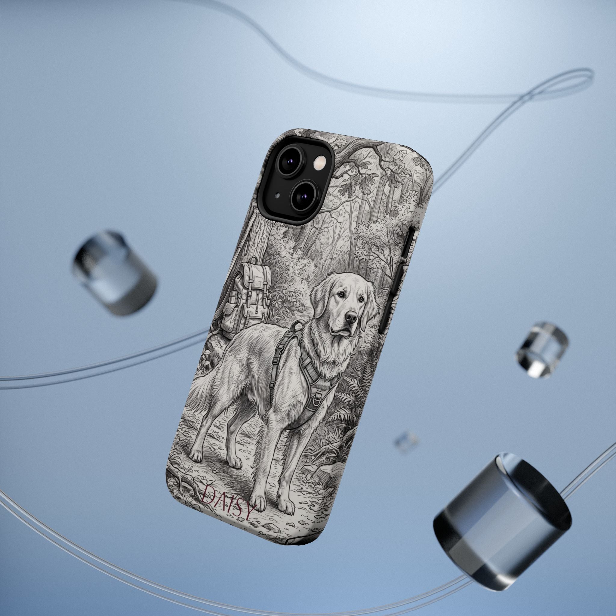 Personalized Golden Retriever Woodland Trail Phone Case — Wireless Charging Cover
