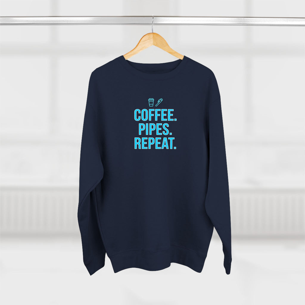 Coffee Pipes Repeat Plumber Sweatshirt | Funny Plumber Gift Crewneck
