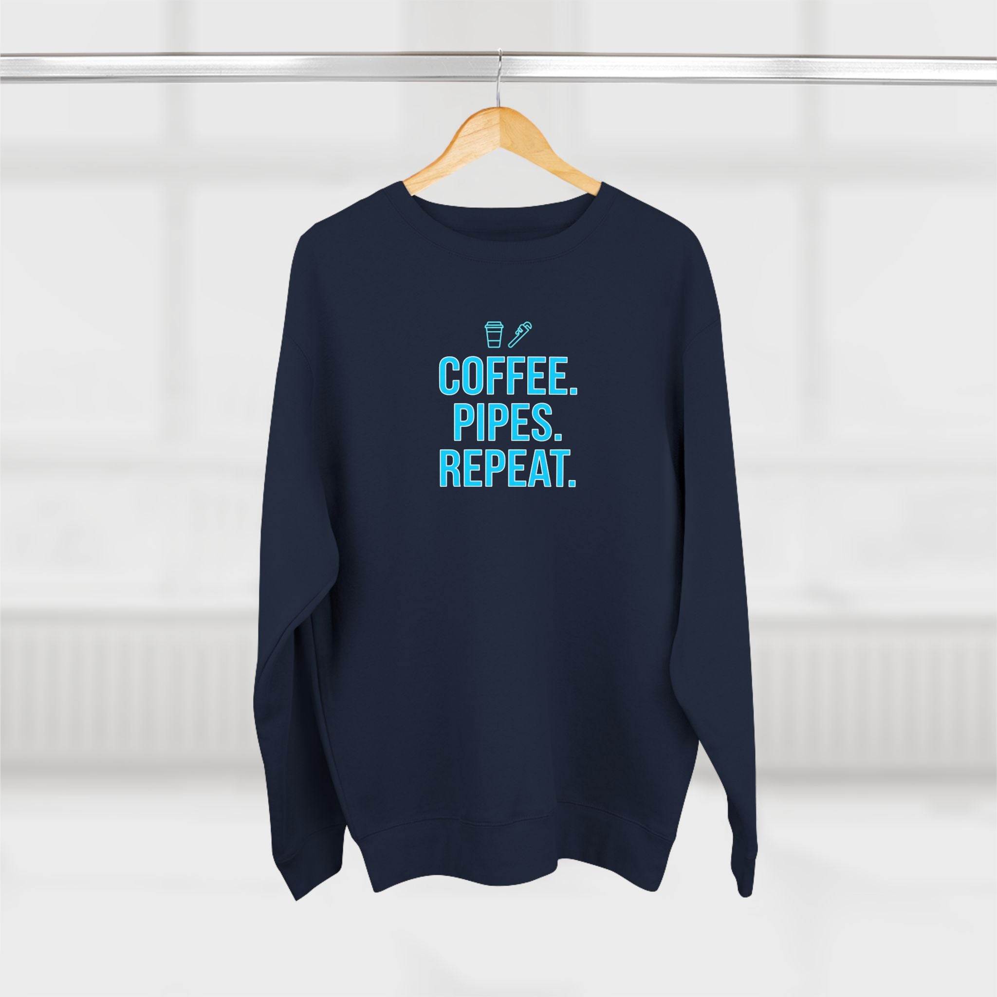Coffee Pipes Repeat Plumber Sweatshirt | Funny Plumber Gift Crewneck