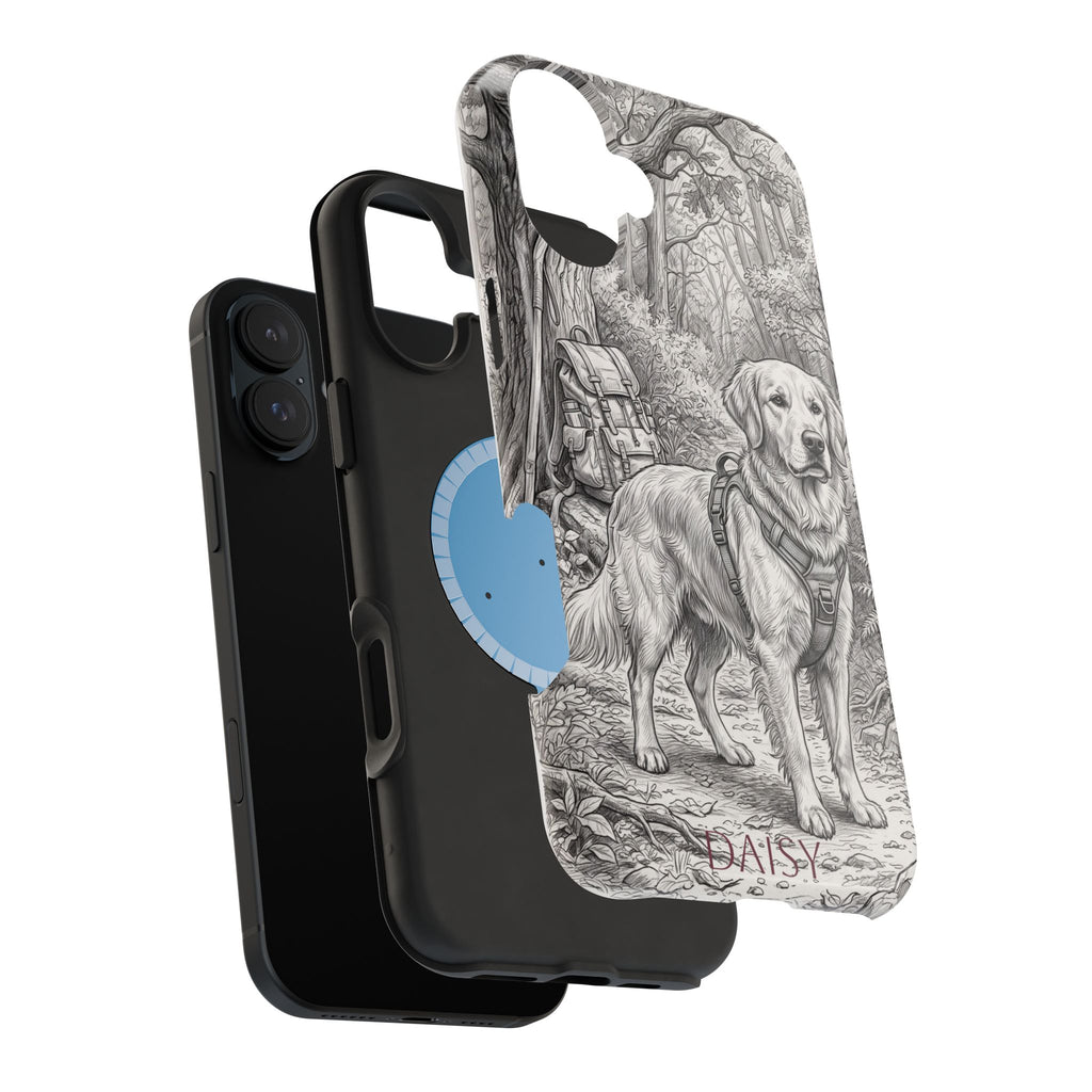 Personalized Golden Retriever Woodland Trail Phone Case — Wireless Charging Cover