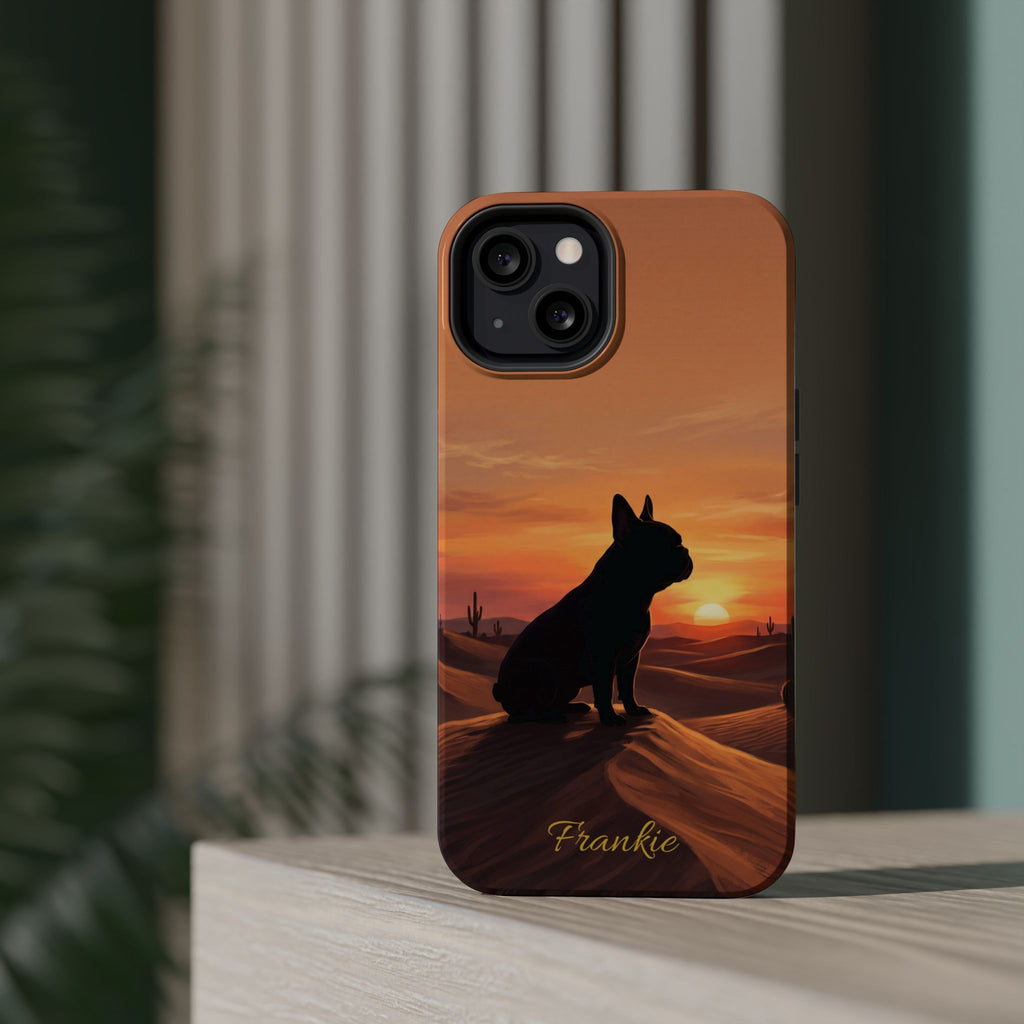Personalized French Bulldog Desert Sunset Phone Case — Wireless Charging Cover