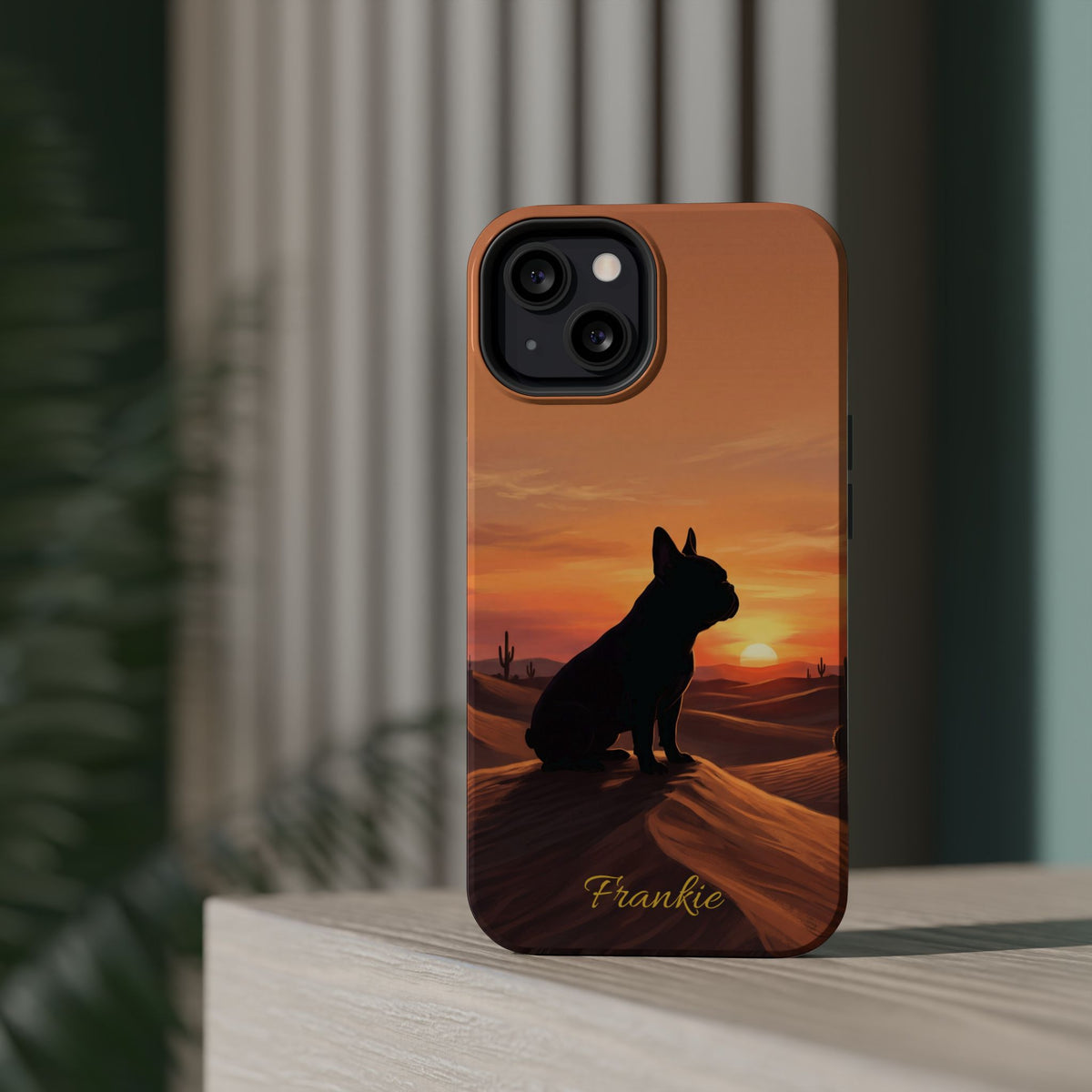 Personalized French Bulldog Desert Sunset Phone Case — Wireless Charging Cover