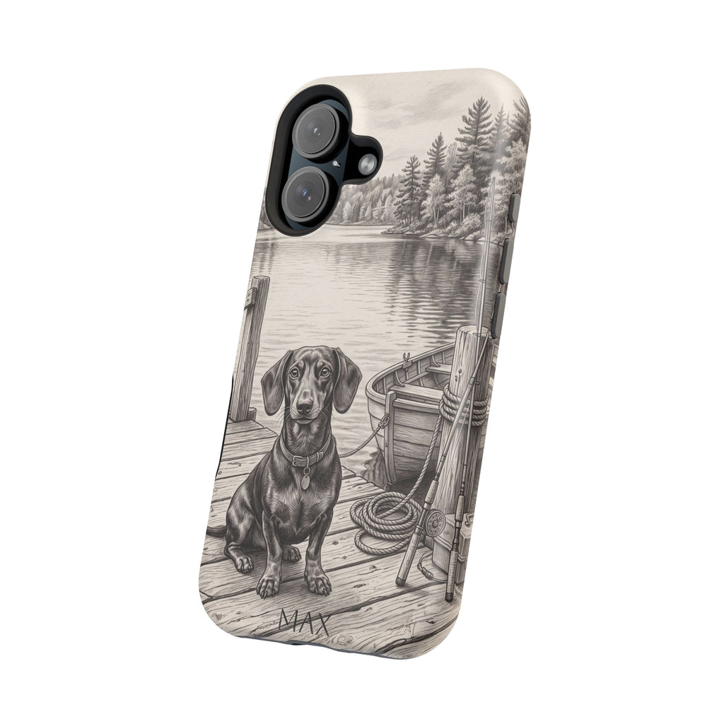 Personalized Dachshund Sunset Beach Phone Case — Wireless Charging Cover