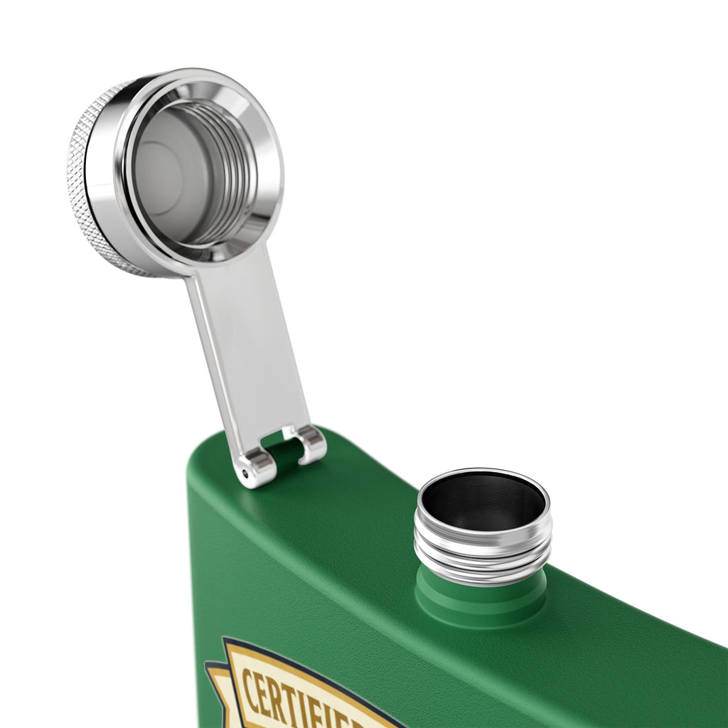 Flask — "Certified Journeyman: Powering Through" 6oz Stainless Steel Hip Flask