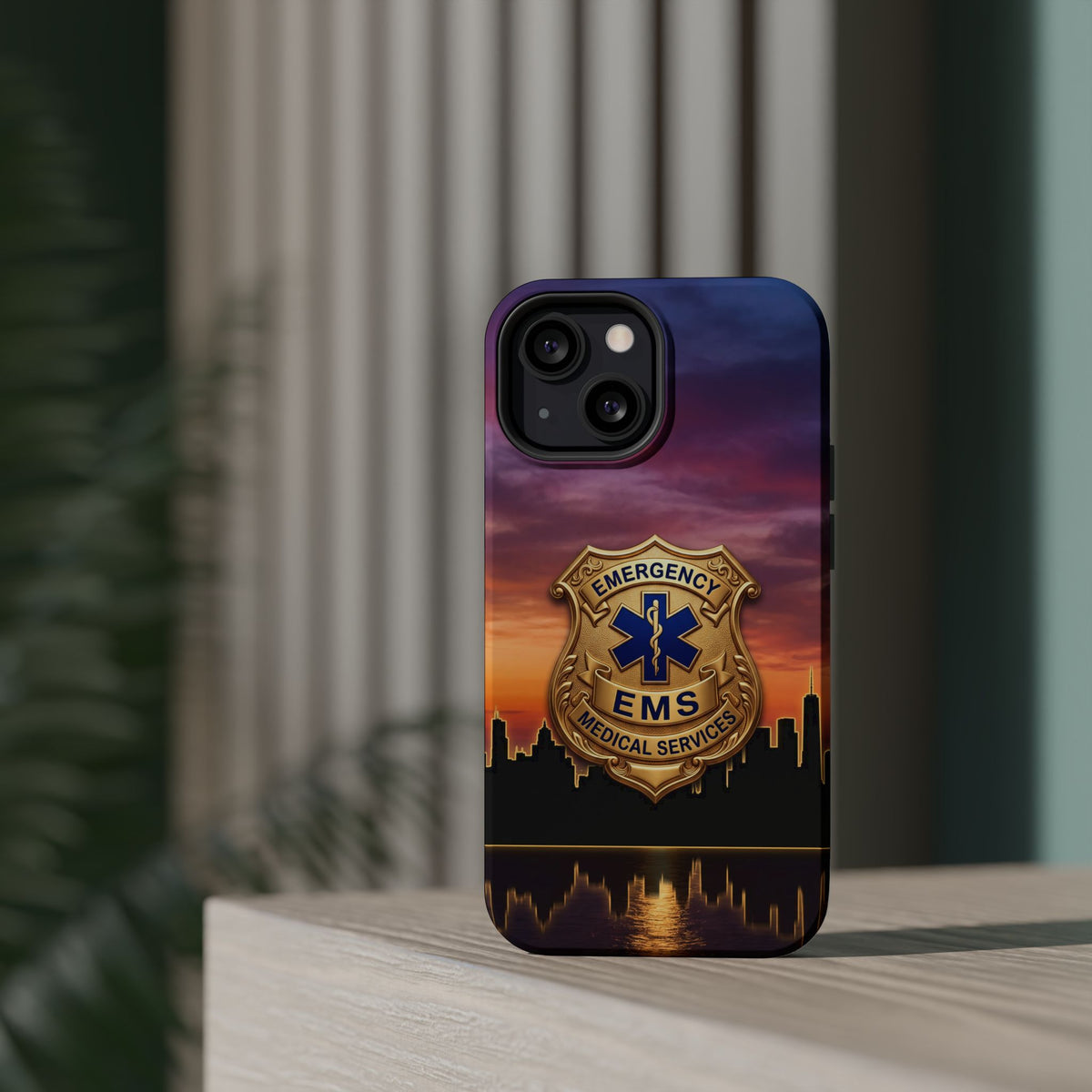 EMS Badge Sunset Skyline Phone Case — Magnetic Wireless Charging Cover