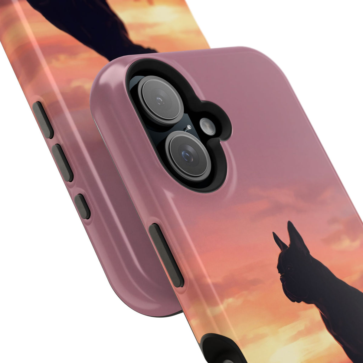 Personalized French Bulldog City Skyline Sunset Phone Case — Wireless Charging Cover