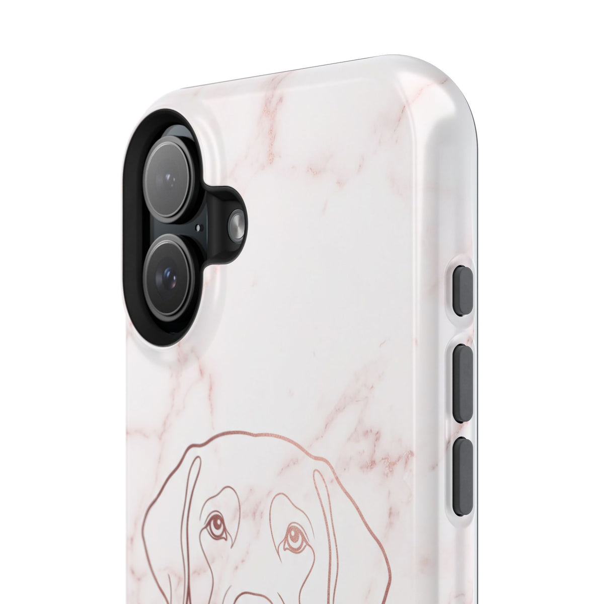 Personalized Rose Gold Marble Labrador Phone Case — Tough Magnetic Case with Wireless Charging