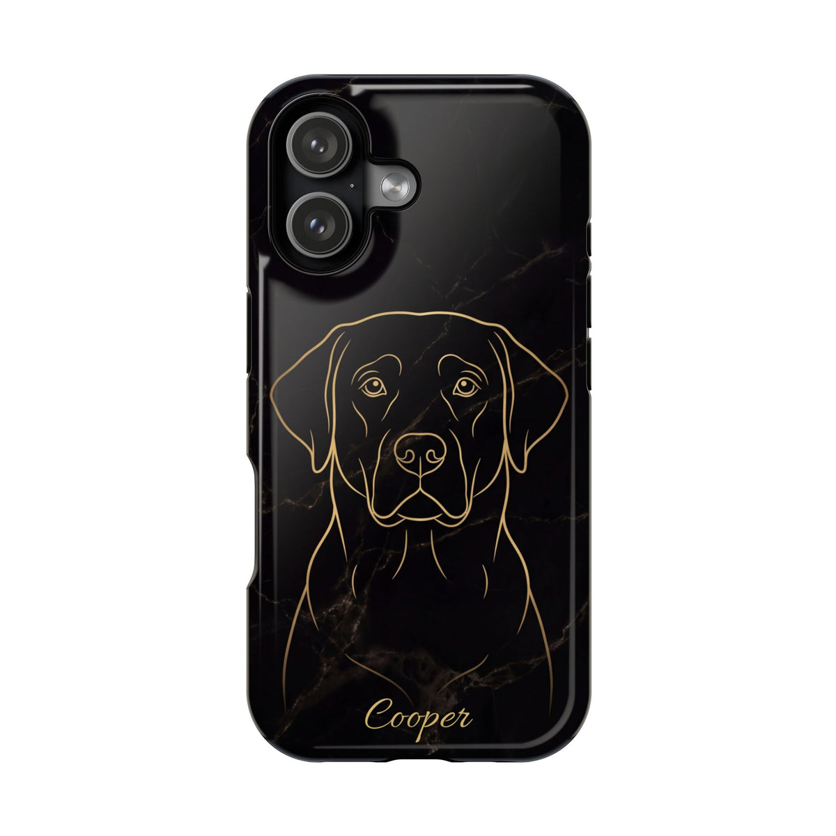 Personalized Gold Line Art Labrador Phone Case — Tough Magnetic Case with Wireless Charging