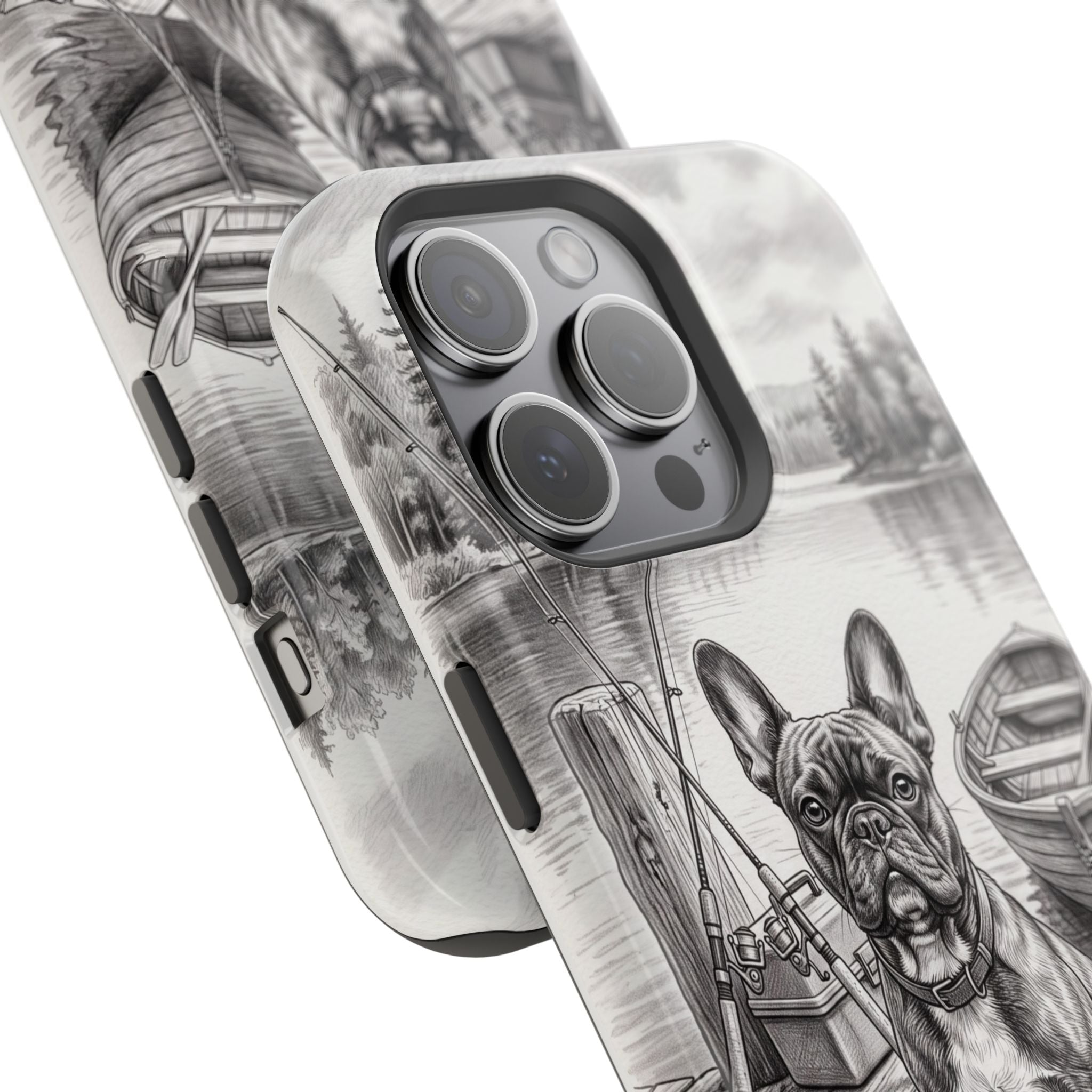 Personalized French Bulldog Lakeside Dock Phone Case — Wireless Charging Cover