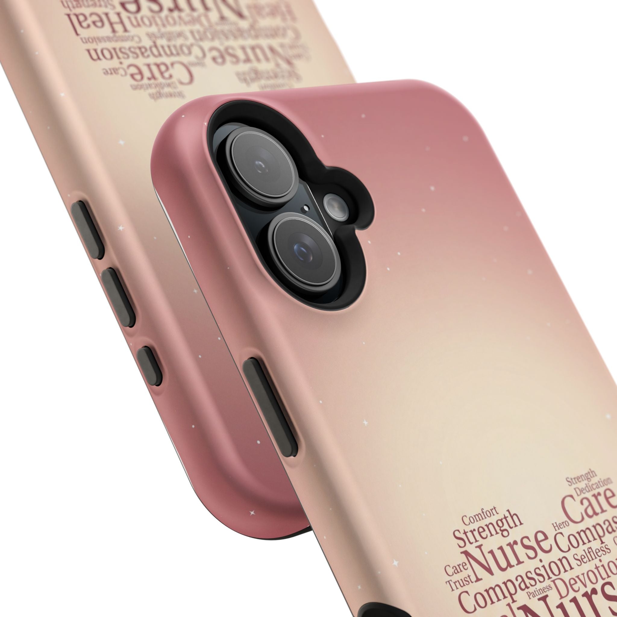 Nurse Heart Word Art Phone Case — Impact-Resistant Wireless Charging Cover