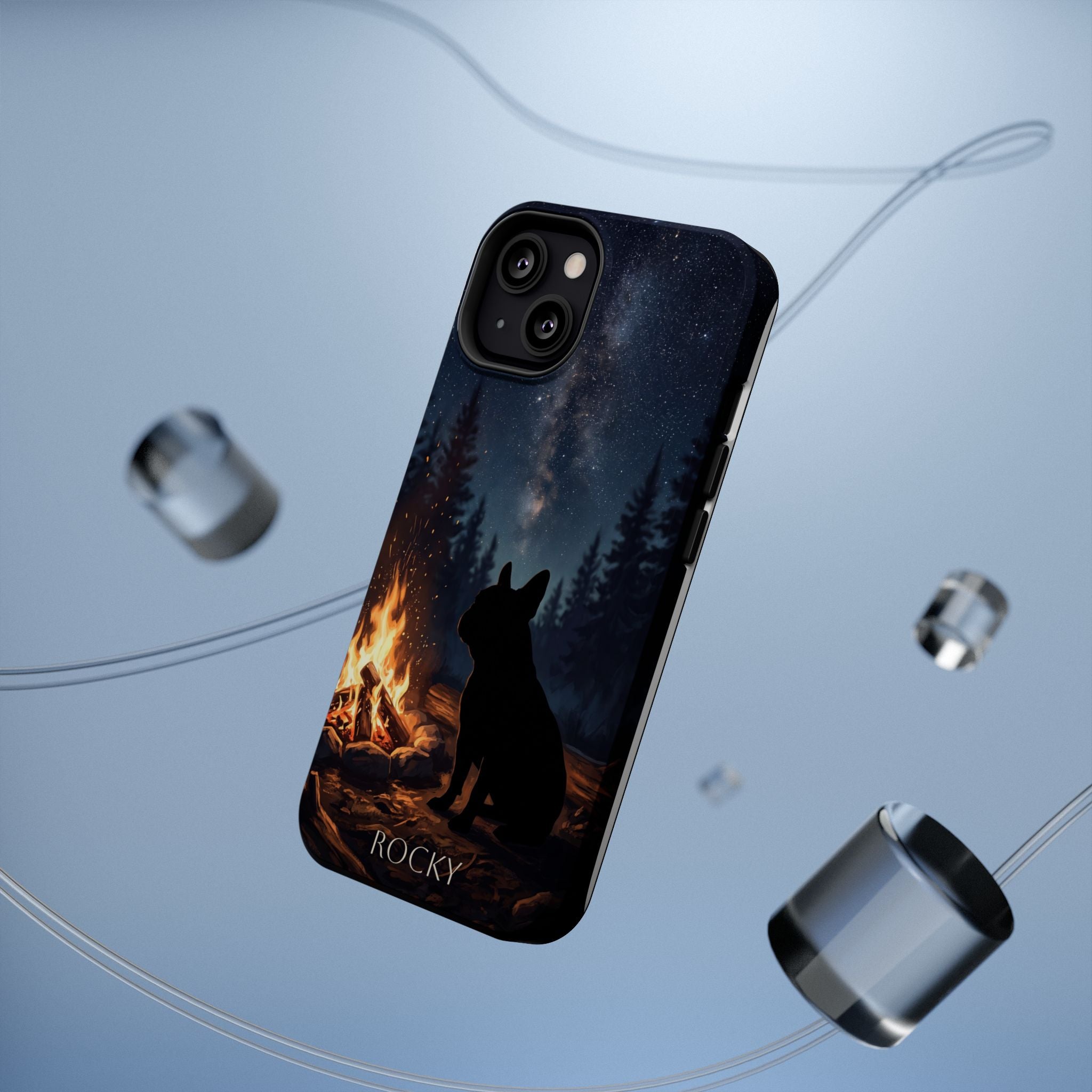 Personalized French Bulldog Campfire Phone Case — Wireless Charging Cover