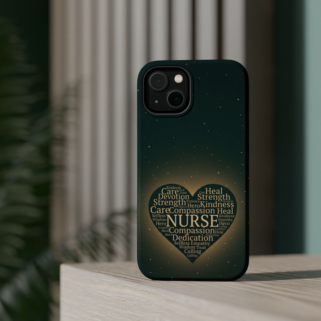 Nurse Heart Word and Art Phone Case — Impact-Resistant Wireless Charging Cover