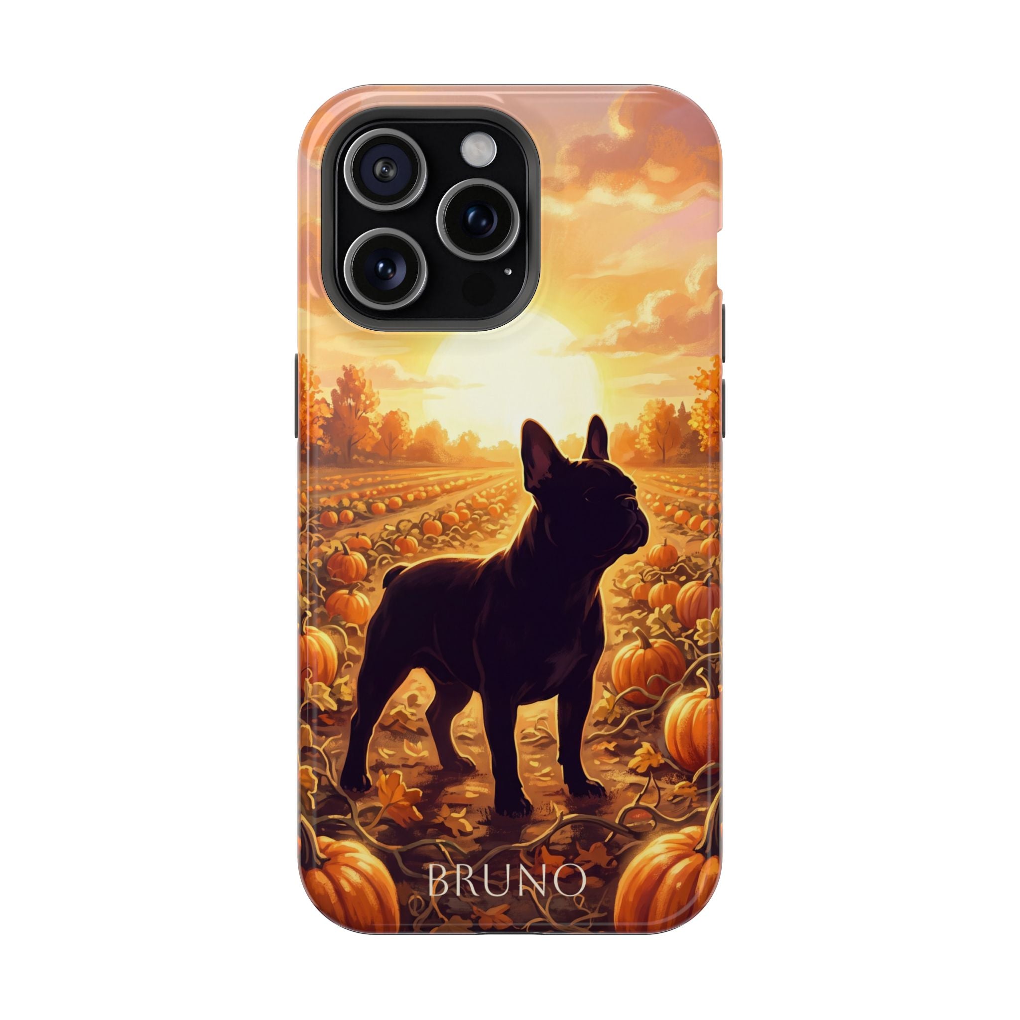 Personalized French Bulldog Pumpkin Patch Phone Case — Wireless Charging Cover