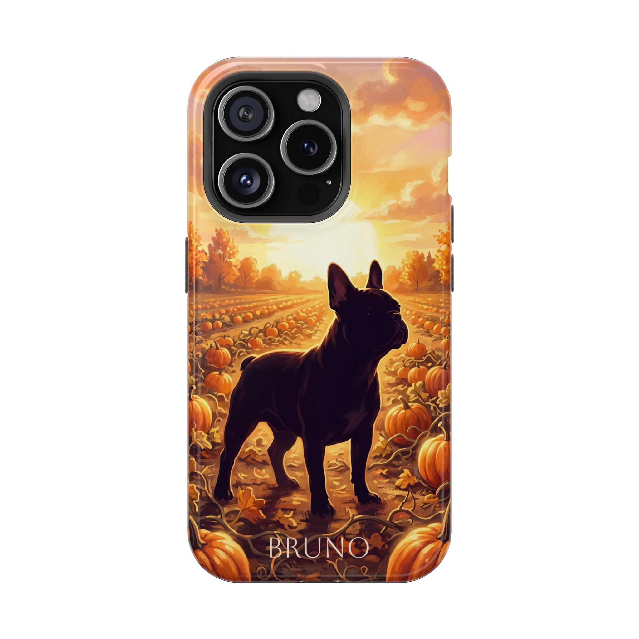 Personalized French Bulldog Pumpkin Patch Phone Case — Wireless Charging Cover