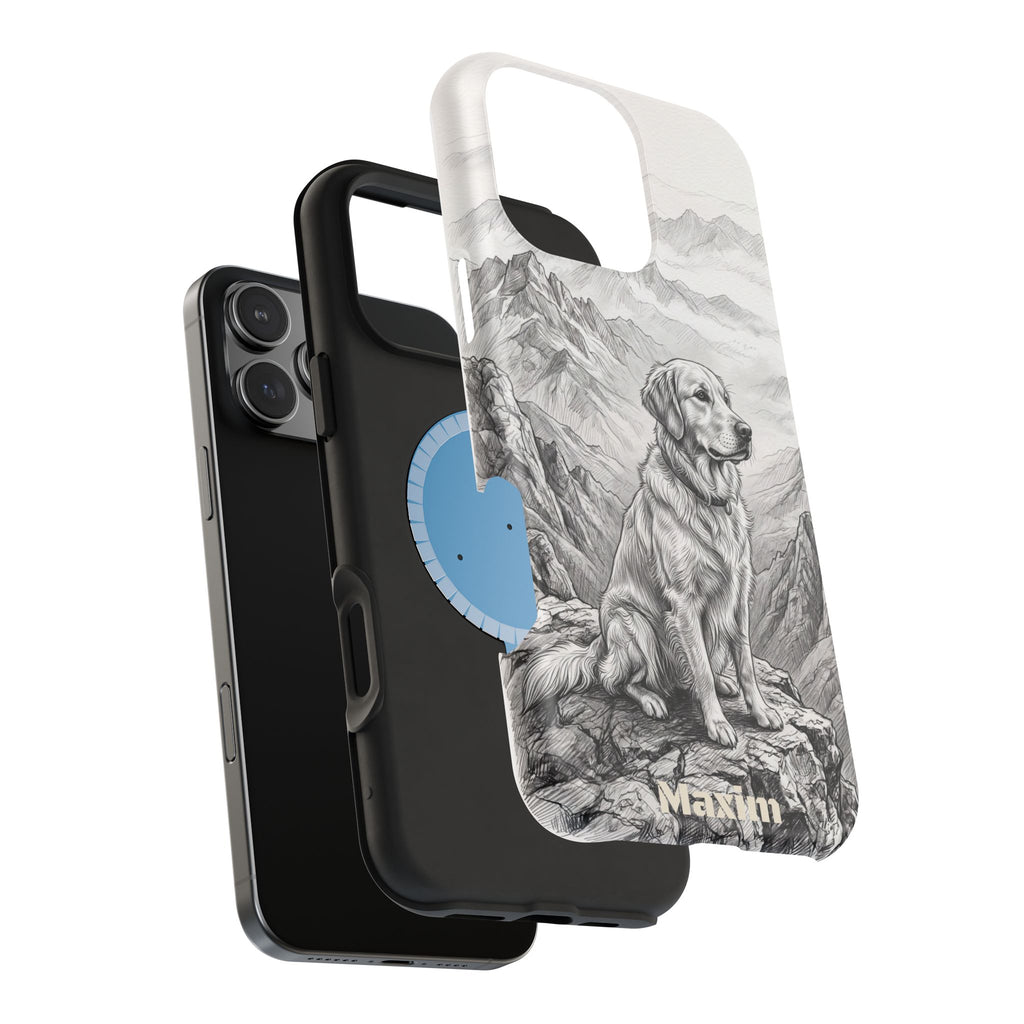 Personalized Golden Retriever Mountain Peak Phone Case — Wireless Charging Cover