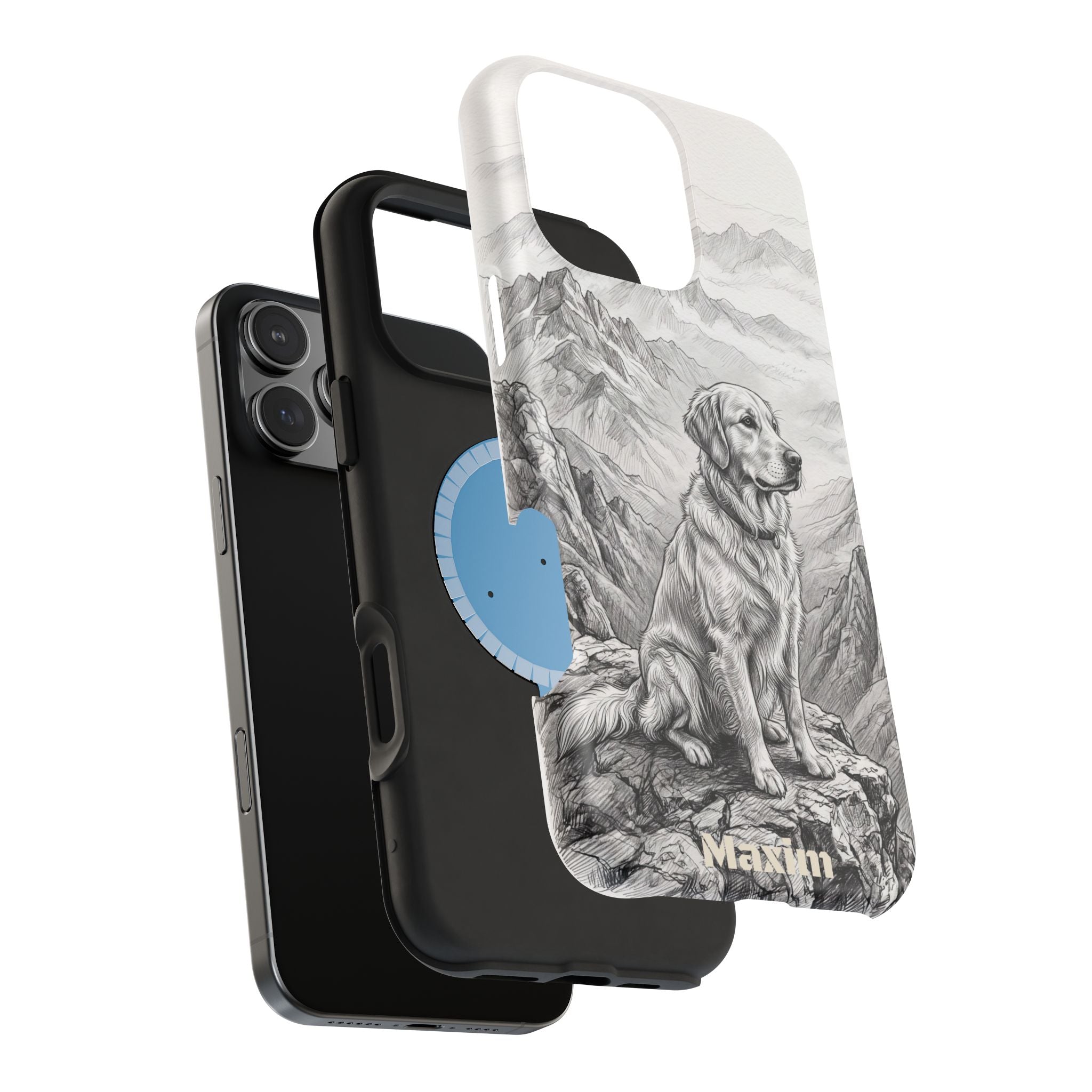 Personalized Golden Retriever Mountain Peak Phone Case — Wireless Charging Cover