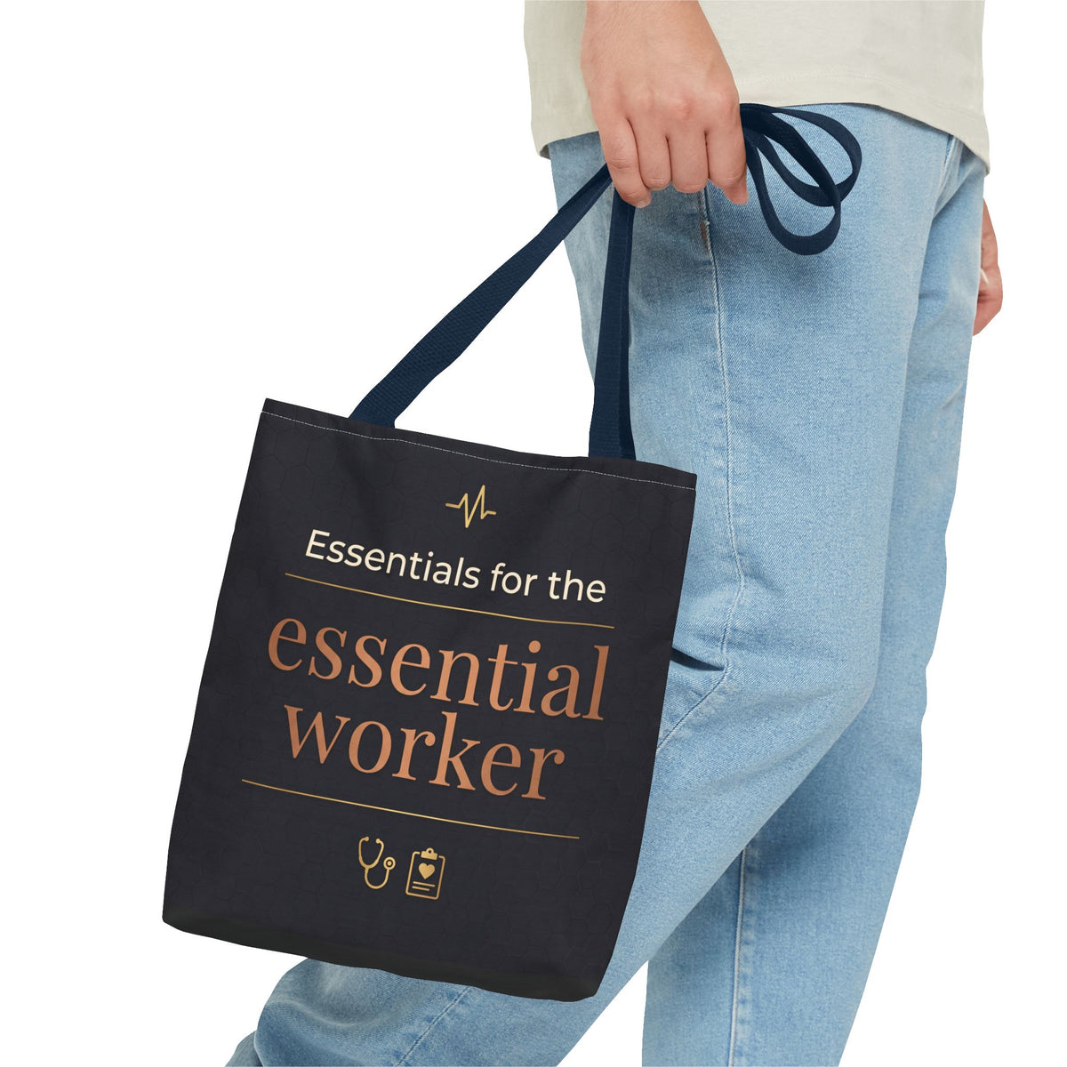 Essentials for the Essential Worker Tote | Healthcare Worker Gift Tote Bag | Nurse Doctor Appreciation Gift | Premium Polyester Carry-All