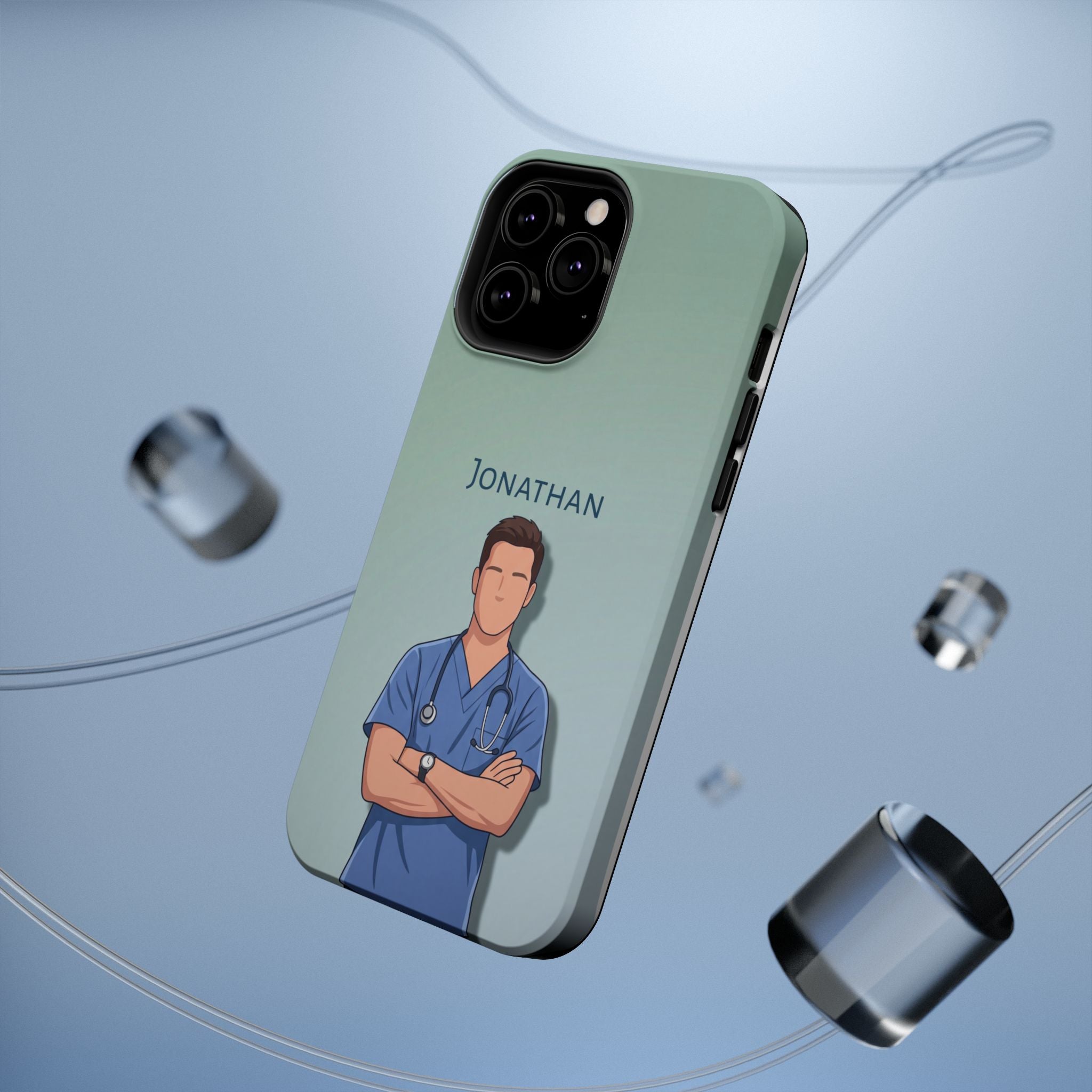 Personalized Nurse Portrait Phone Case — Impact-Resistant Wireless Charging Cover