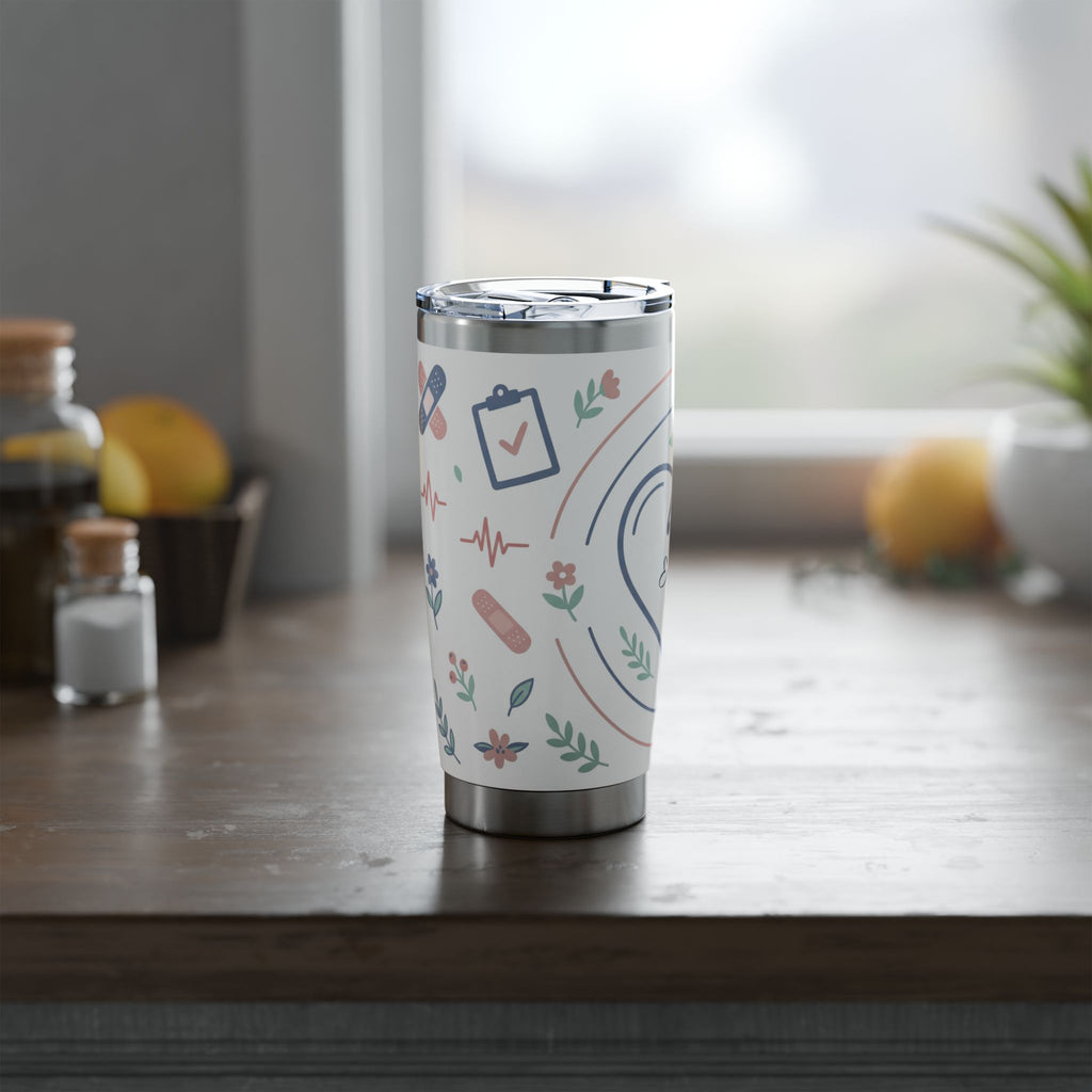 Personalized Nurse Tumbler – Custom Name Heart Stethoscope Design 20 oz