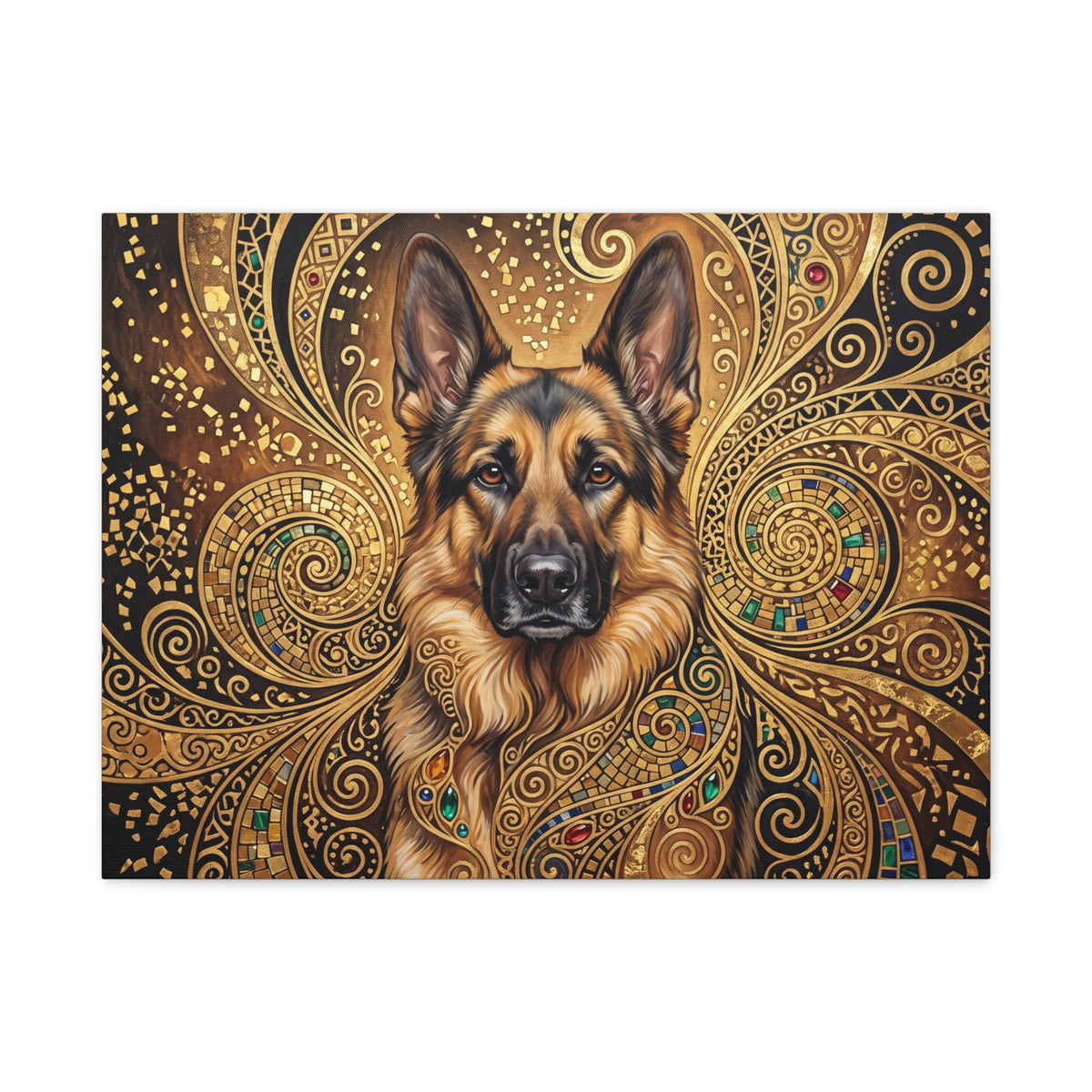 German Shepherd Canvas | Gilded Gold Swirl Wall Art