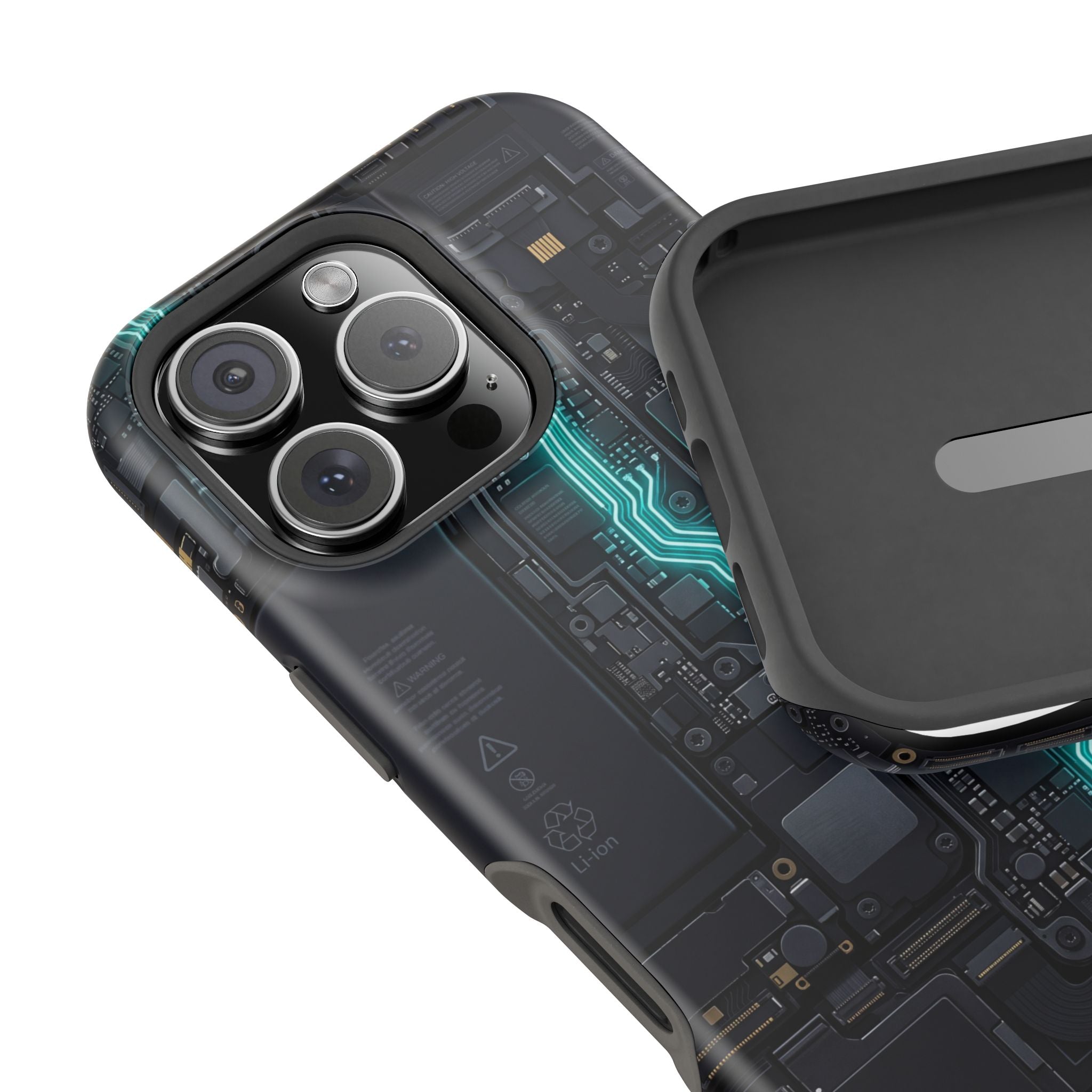 Cyan Bolt Electrician Phone Case — Electric Circuit Wireless Charging Cover