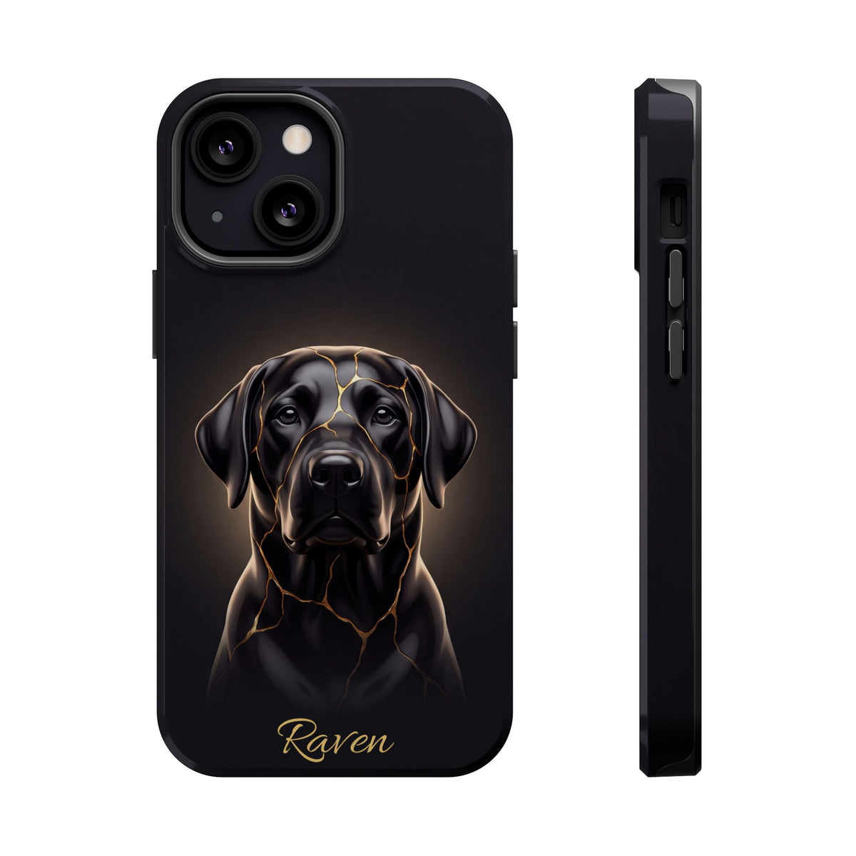 Personalized Obsidian Kintsugi Labrador Phone Case — Tough Magnetic Case with Wireless Charging