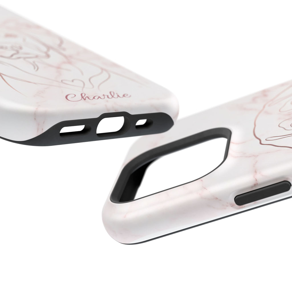 Personalized Rose Gold Marble Labrador Phone Case — Tough Magnetic Case with Wireless Charging