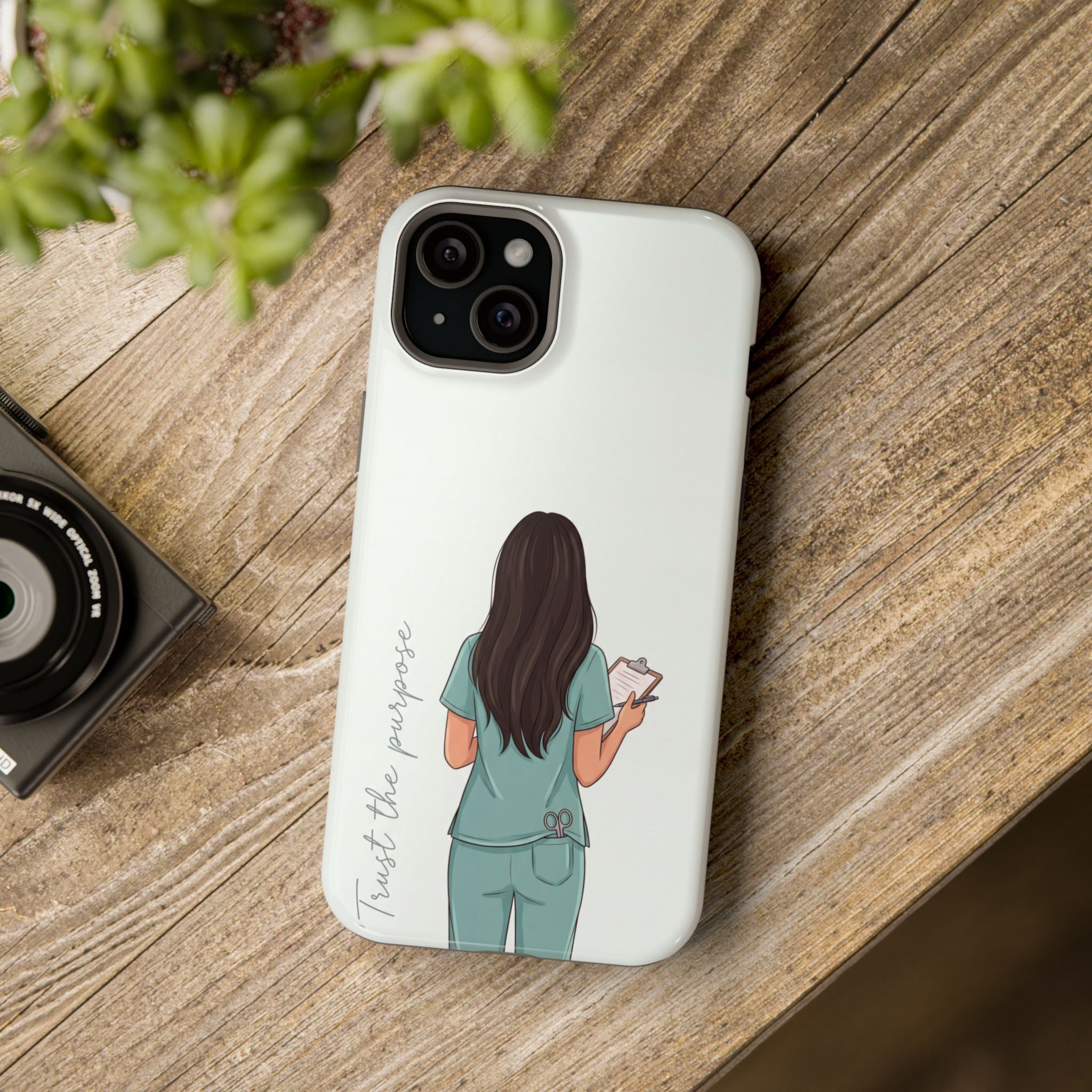 Nurse Illustration Phone Case — Impact-Resistant Wireless Charging Cover