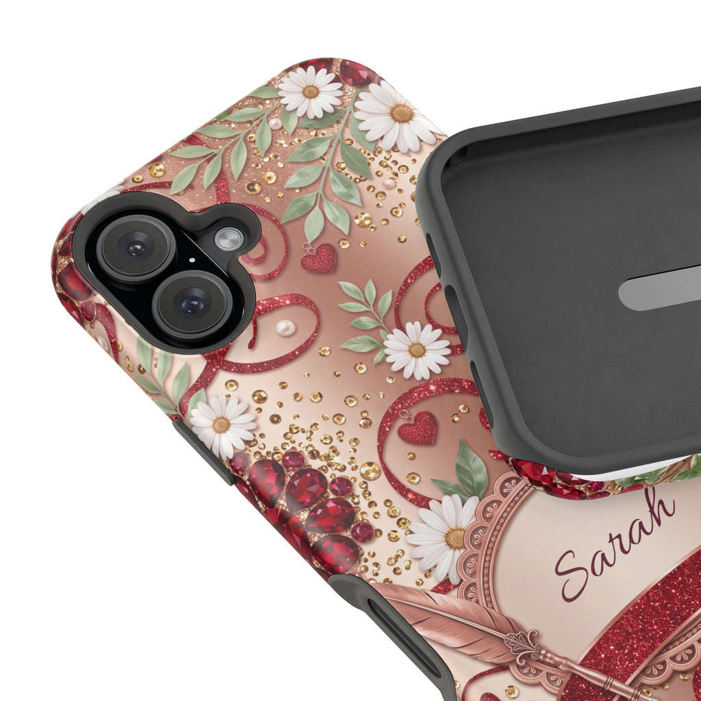Personalized Vintage Floral Teacher Phone Case — Wireless Charging Cover